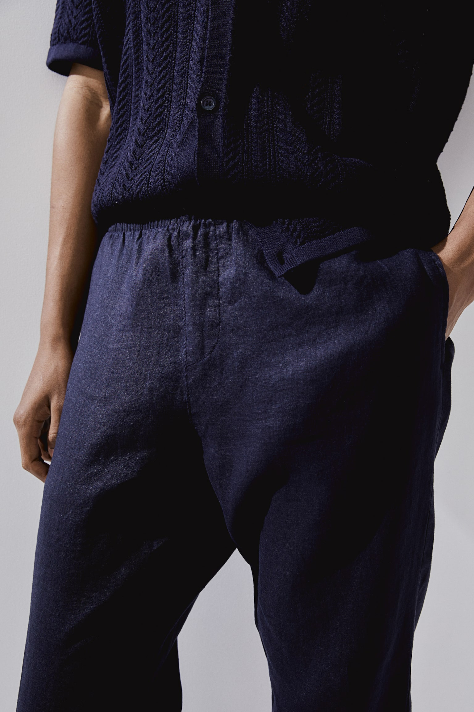 Regular Fit Linen trousers - Navy blue/Black/Cream/Dark sage green/Dark beige - 5