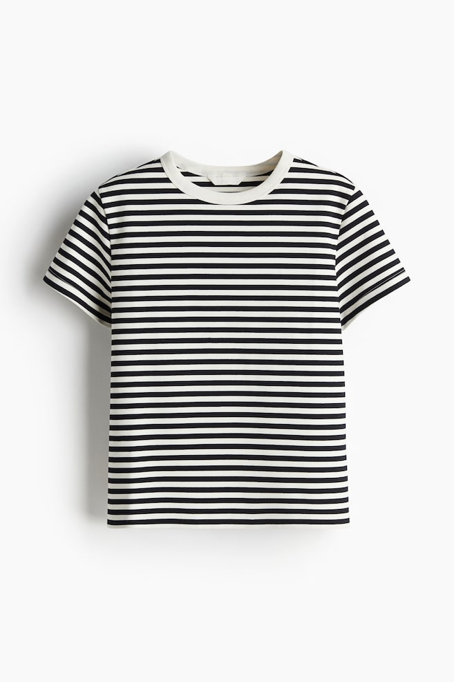 Cotton T-shirt - White/Black striped/Light beige/Black striped/Brown/Black/Navy blue/Striped/Navy blue/Dark grey marl/Red/Striped/Red/White/Yellow/Striped/Greige - 1