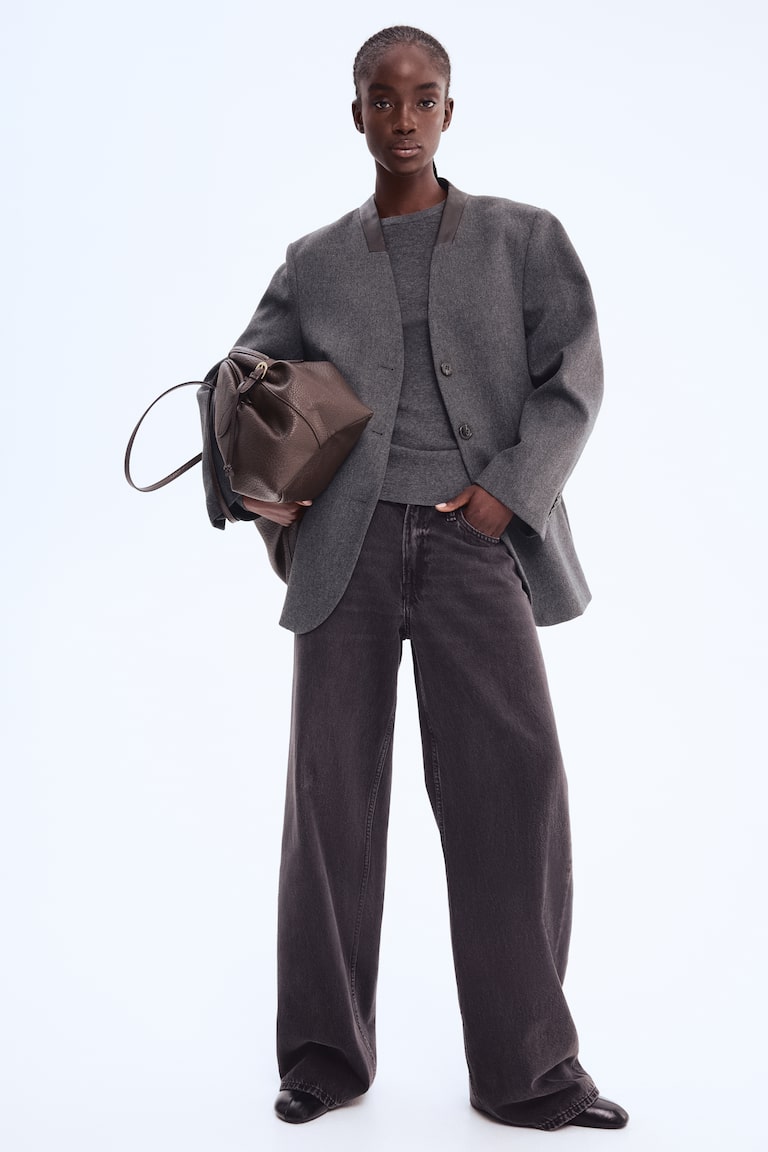 Blazer sans col - Gris foncé - FEMME | H&M FR