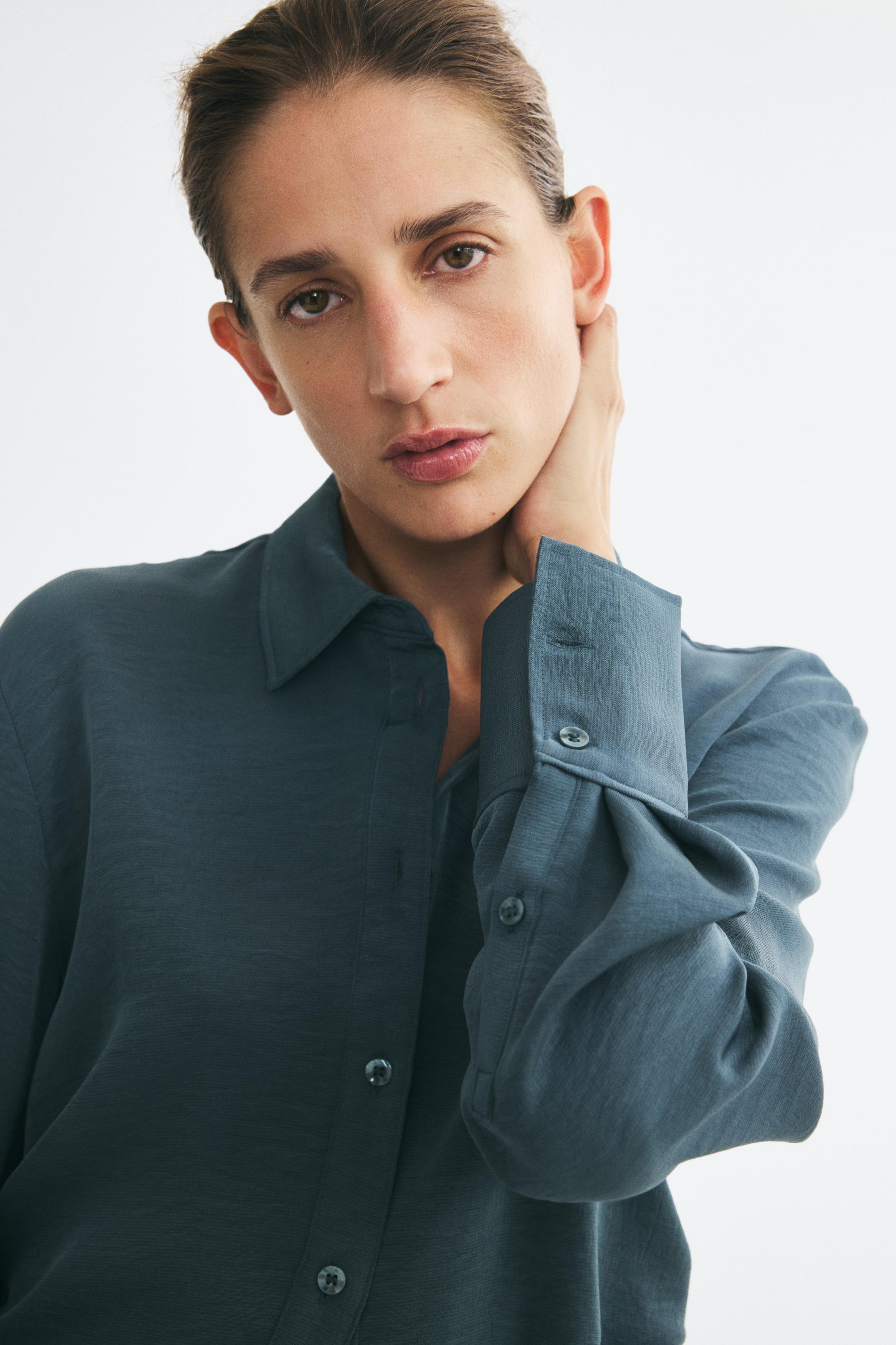 Women's Dark turquoise Draped Shirt | H&M US