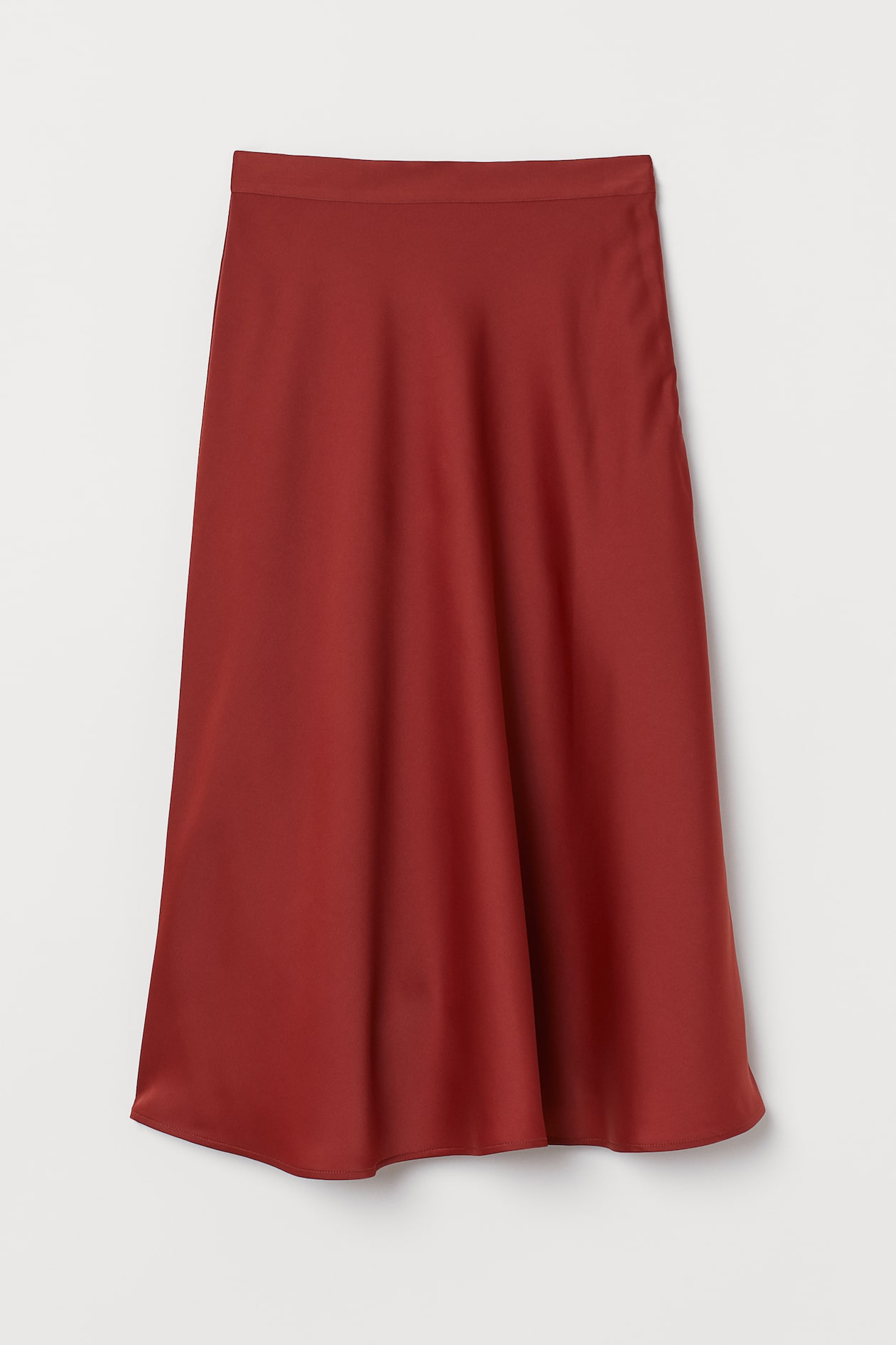 Calf-length Skirt - High waist - Midi - Rust red - Ladies | H&M US