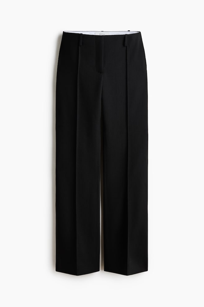 Straight tailored wool trousers - Black - 1