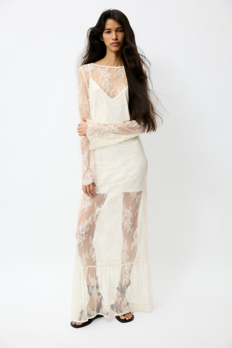 Ladies - Cream Lace Maxi Dress - Size: M - H&M Ladies - Cream Lace Maxi Dress - Size: M - H&M