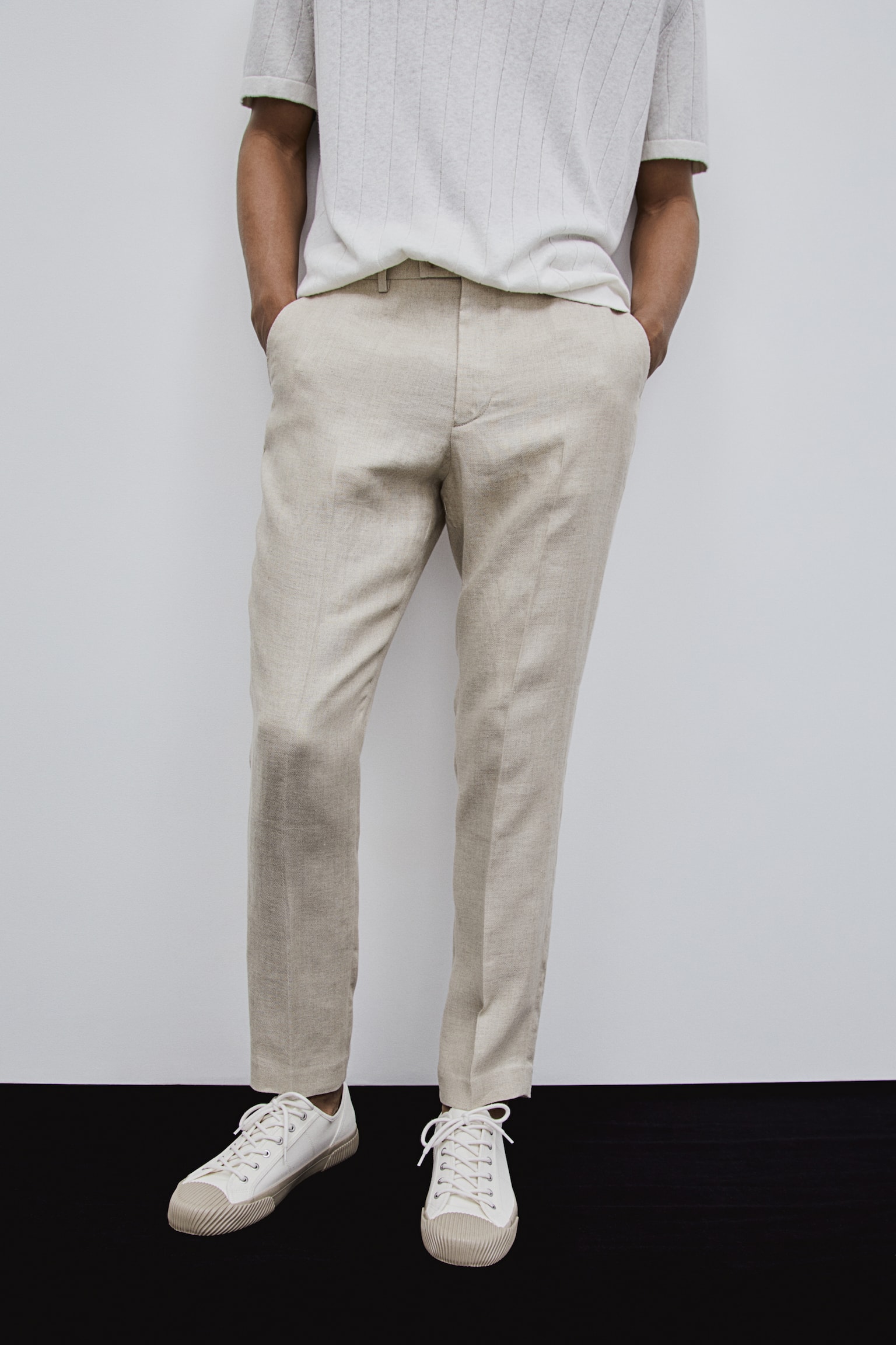 Slim Fit Linen suit trousers - Beige - 5