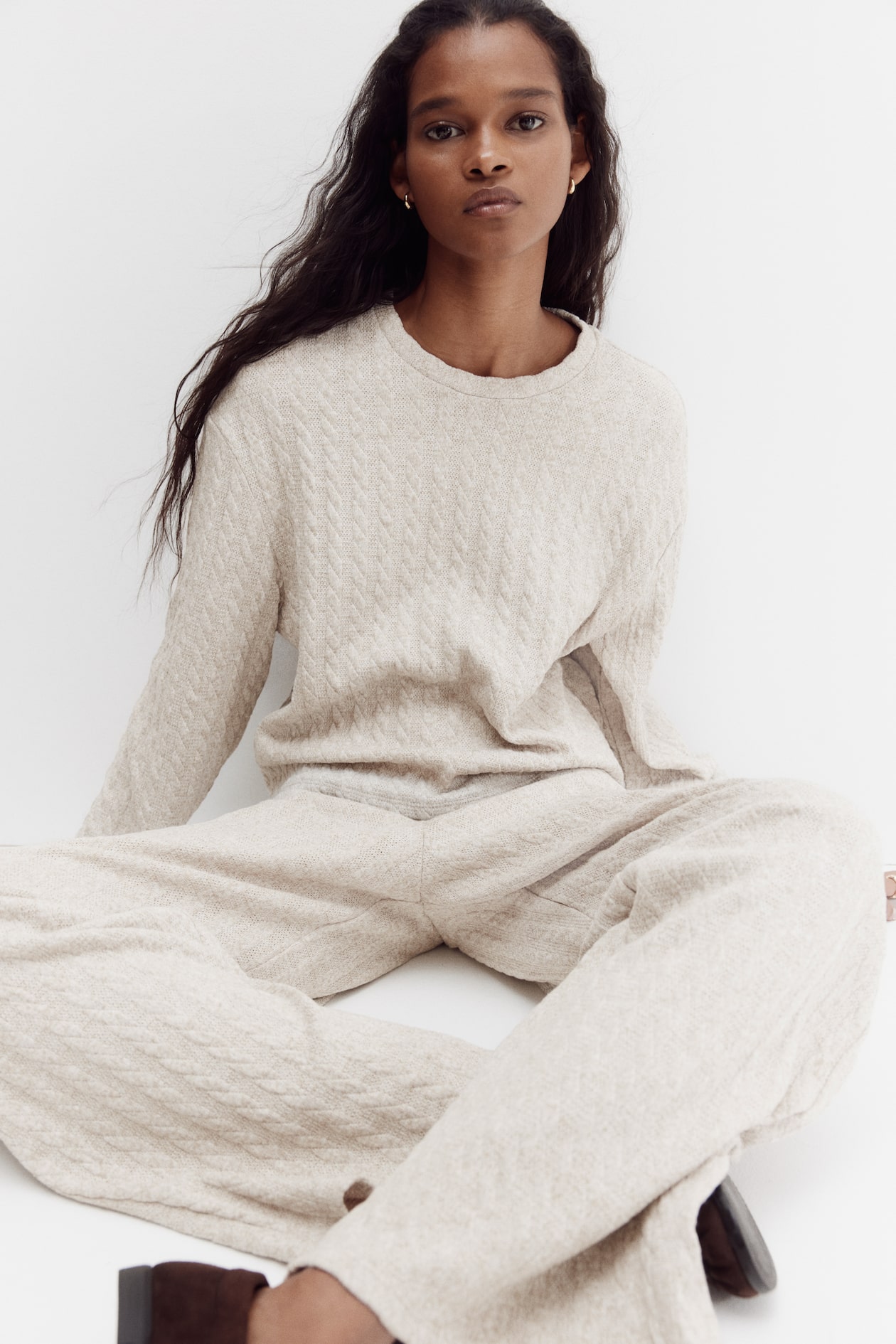Flared Cable-Knit Pants - image 2