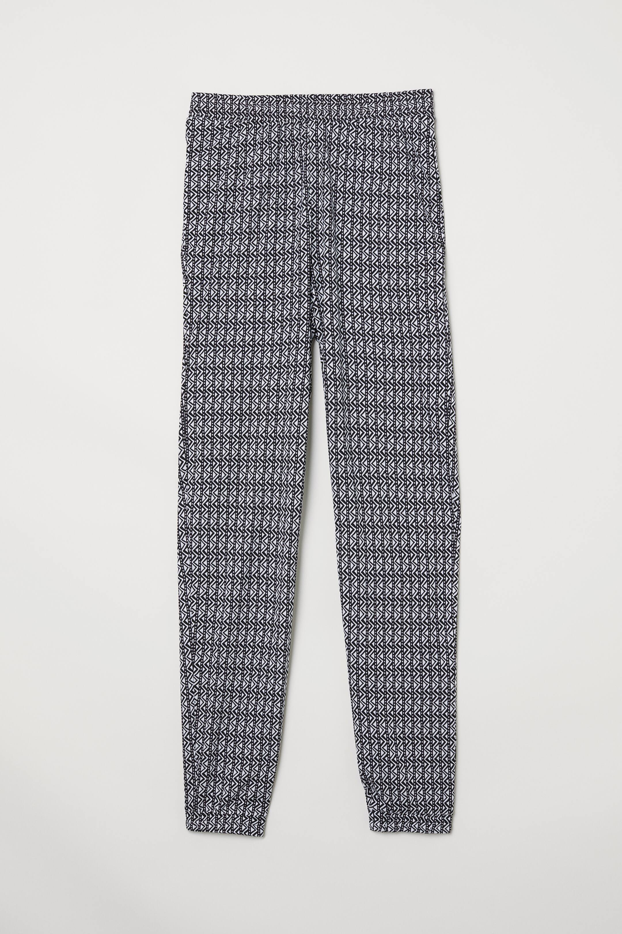 Agrandir l'image: Pantalon à taille élastique - Noir/blanc/motif - FEMME | H&M FR 1