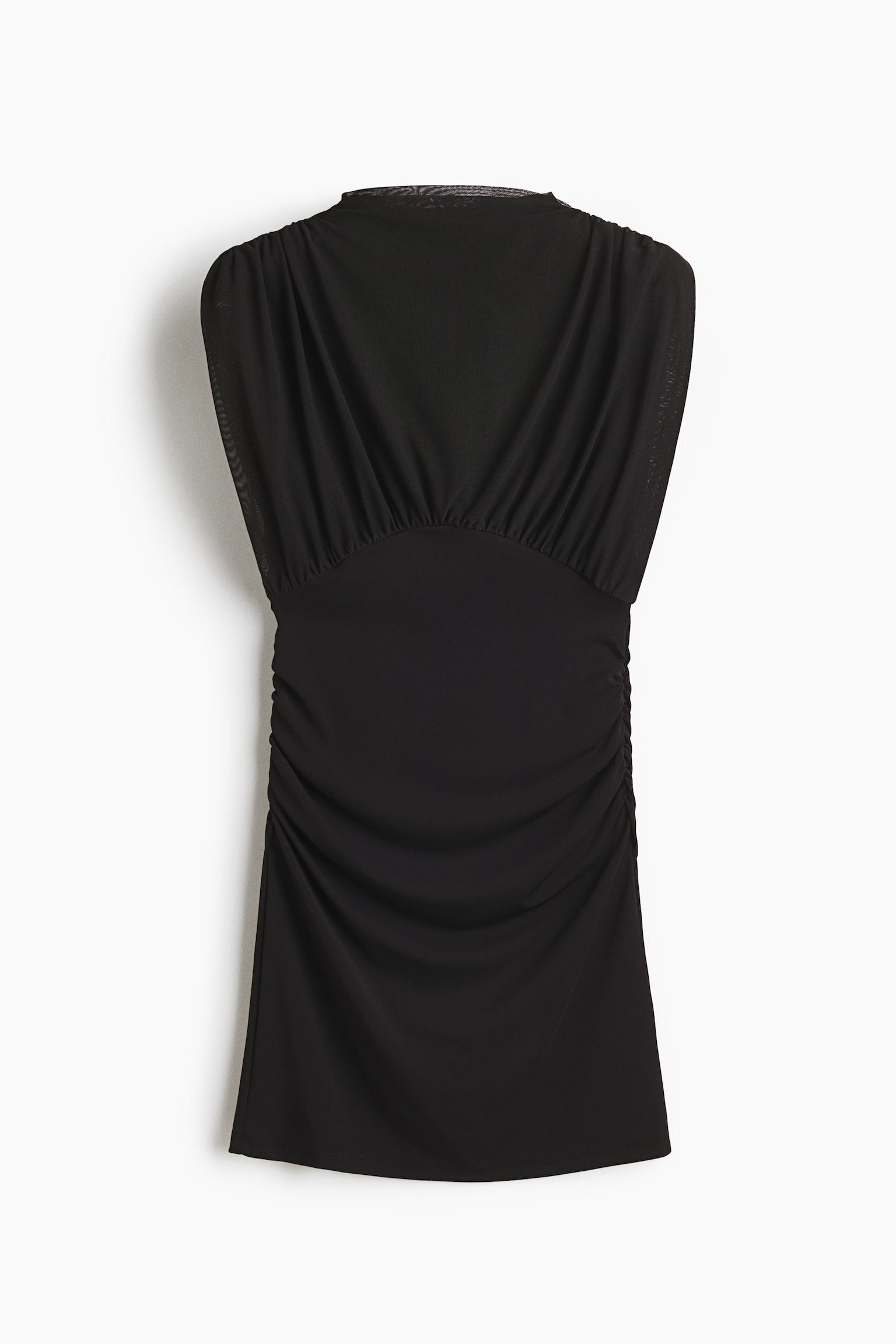 Gedrapeerde mini-jurk - Zwart/Roomwit