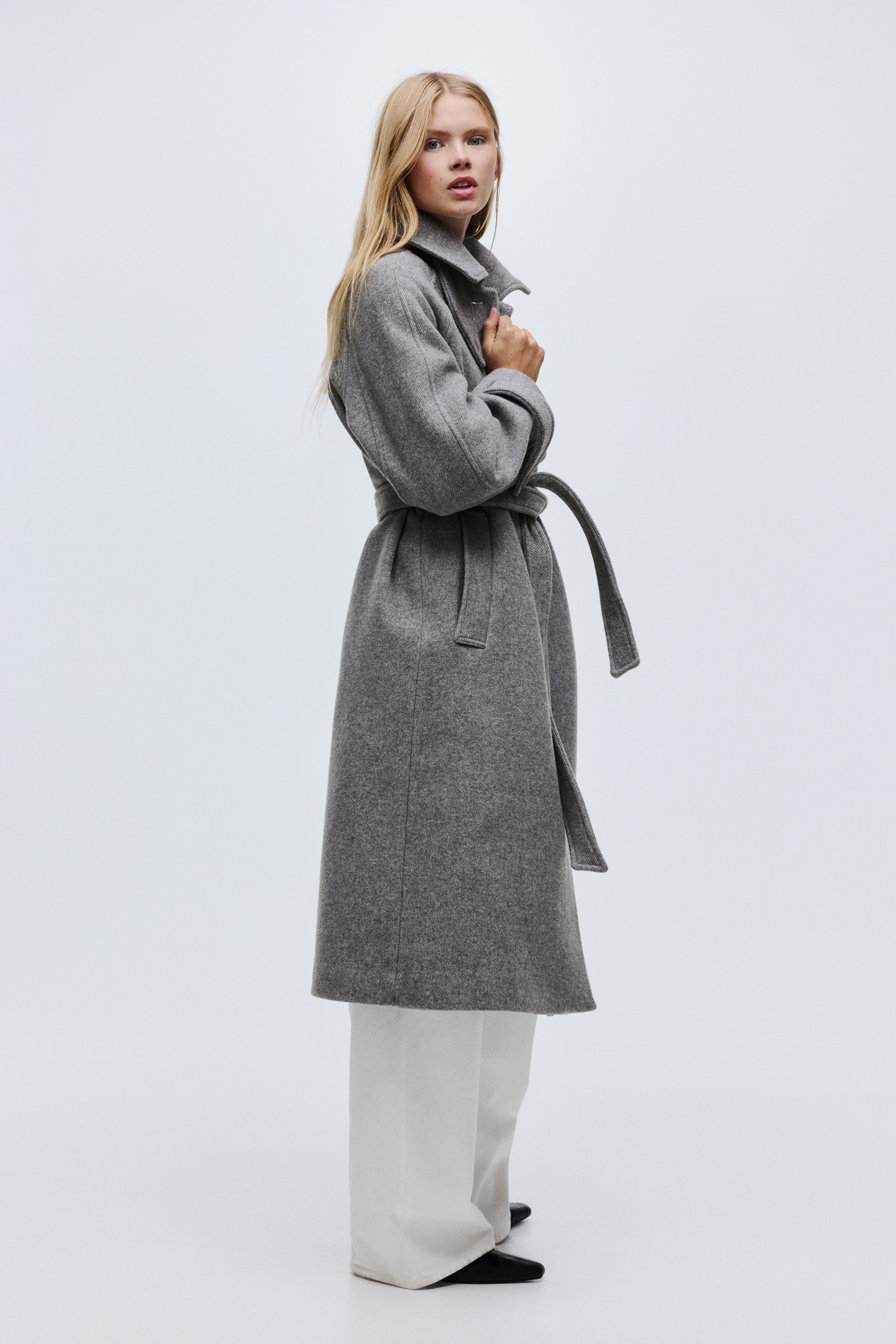 Women's Gray melange Oversized Wool-Blend Coat | H&M US