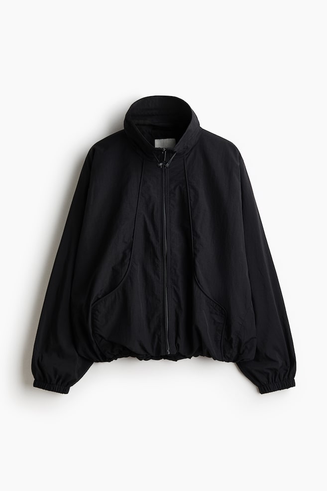 Oversized Nylon Jacket - Black/Light beige - 1