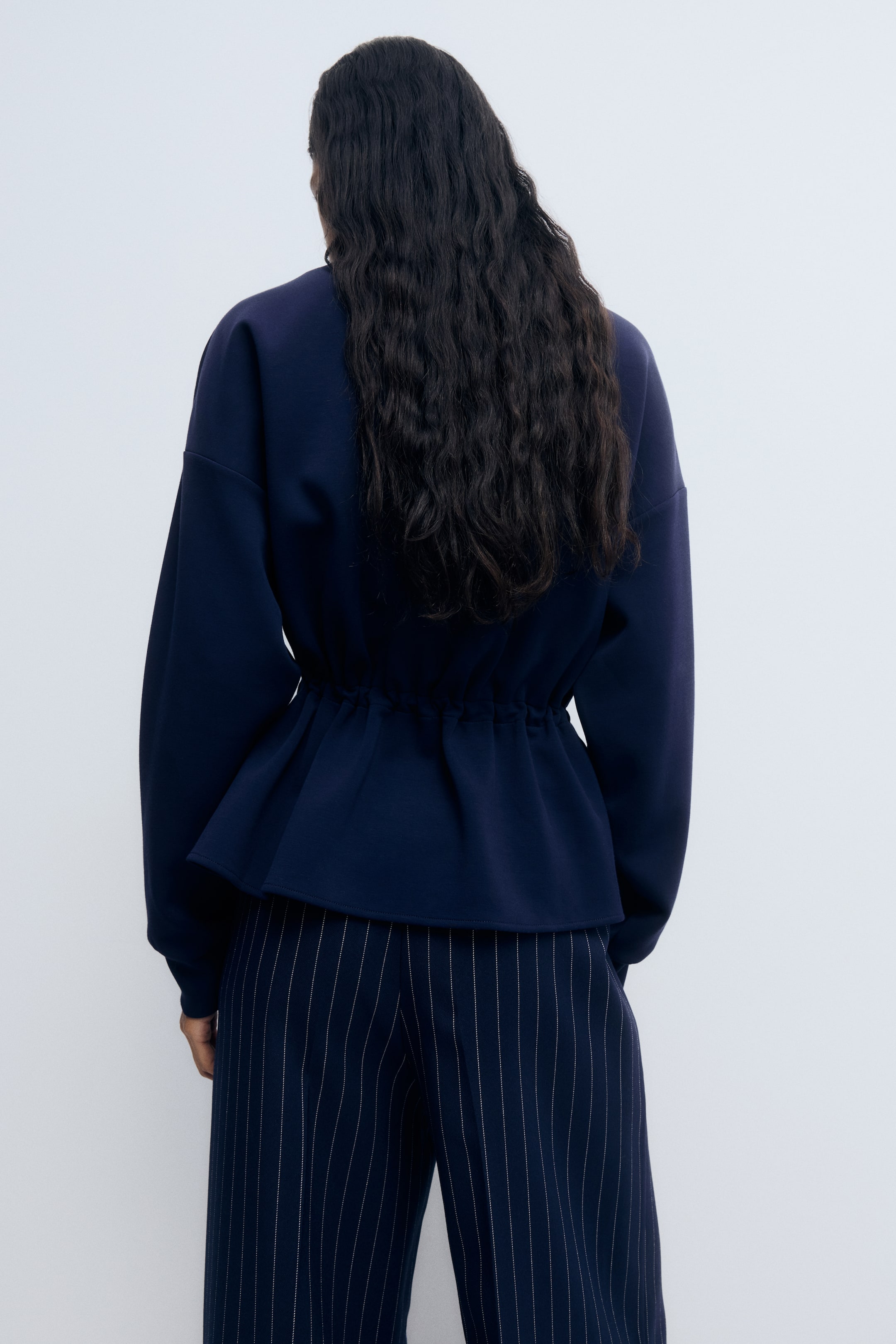 View larger image: Peplum zip-through sweatshirt - Navy blue - Ladies | H&M MY 5