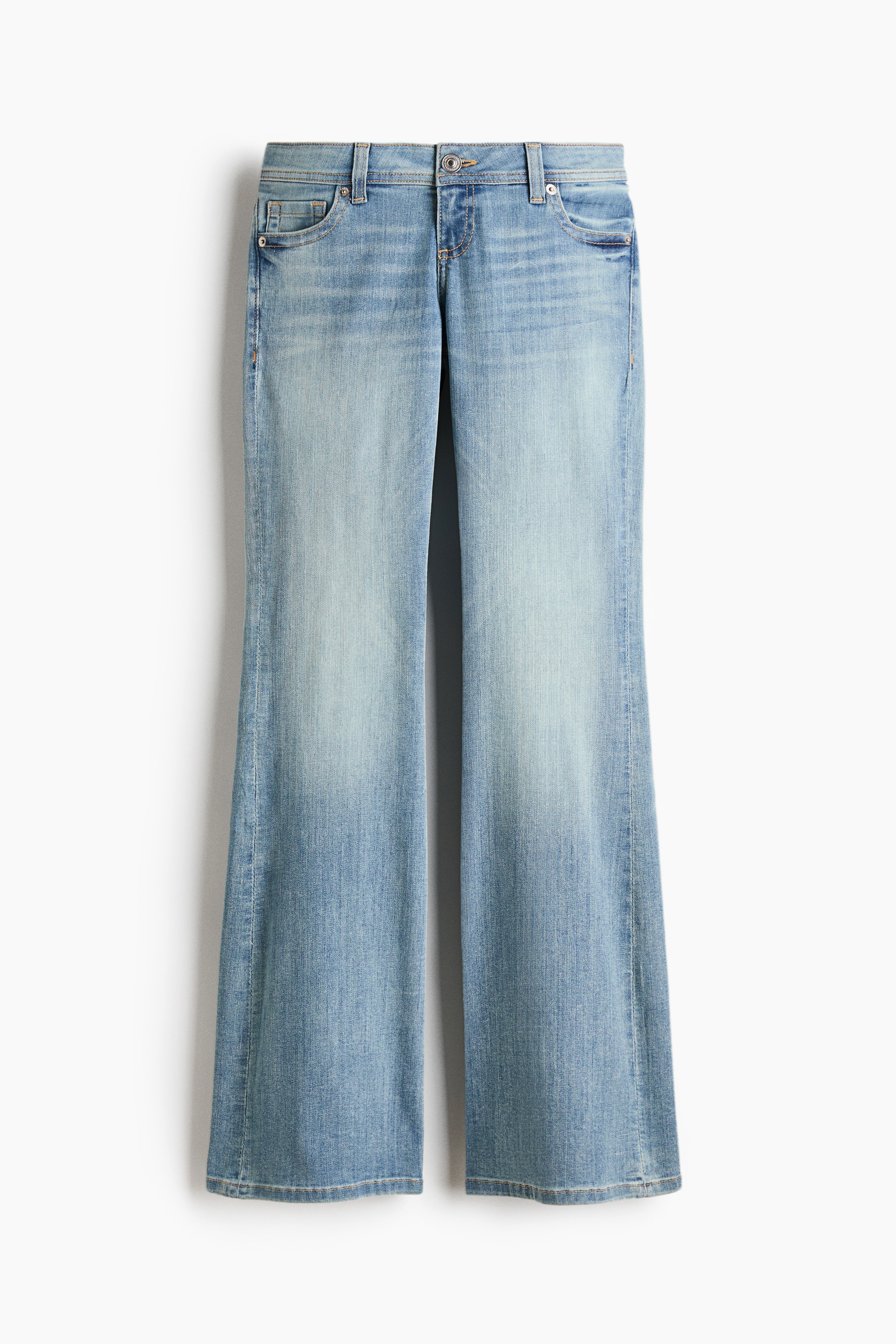 Flared Leg Ultra Low Waist Jeans - Lys denimblå/Mørk denimblå/Denimblå
