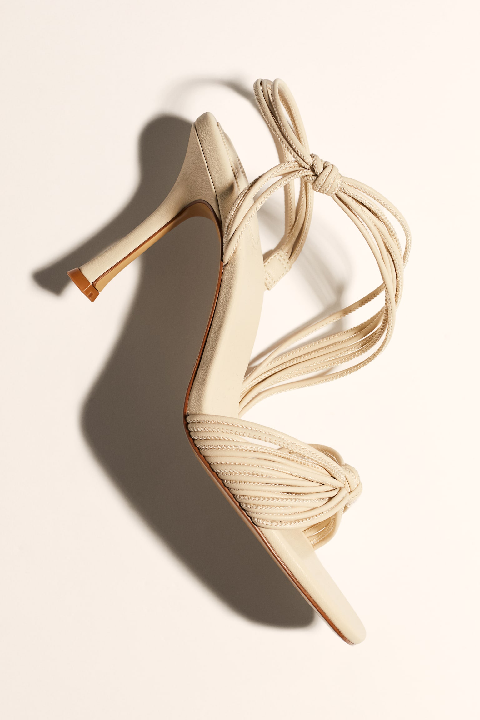 Heeled Strappy Sandals - Light beige/Black - 1