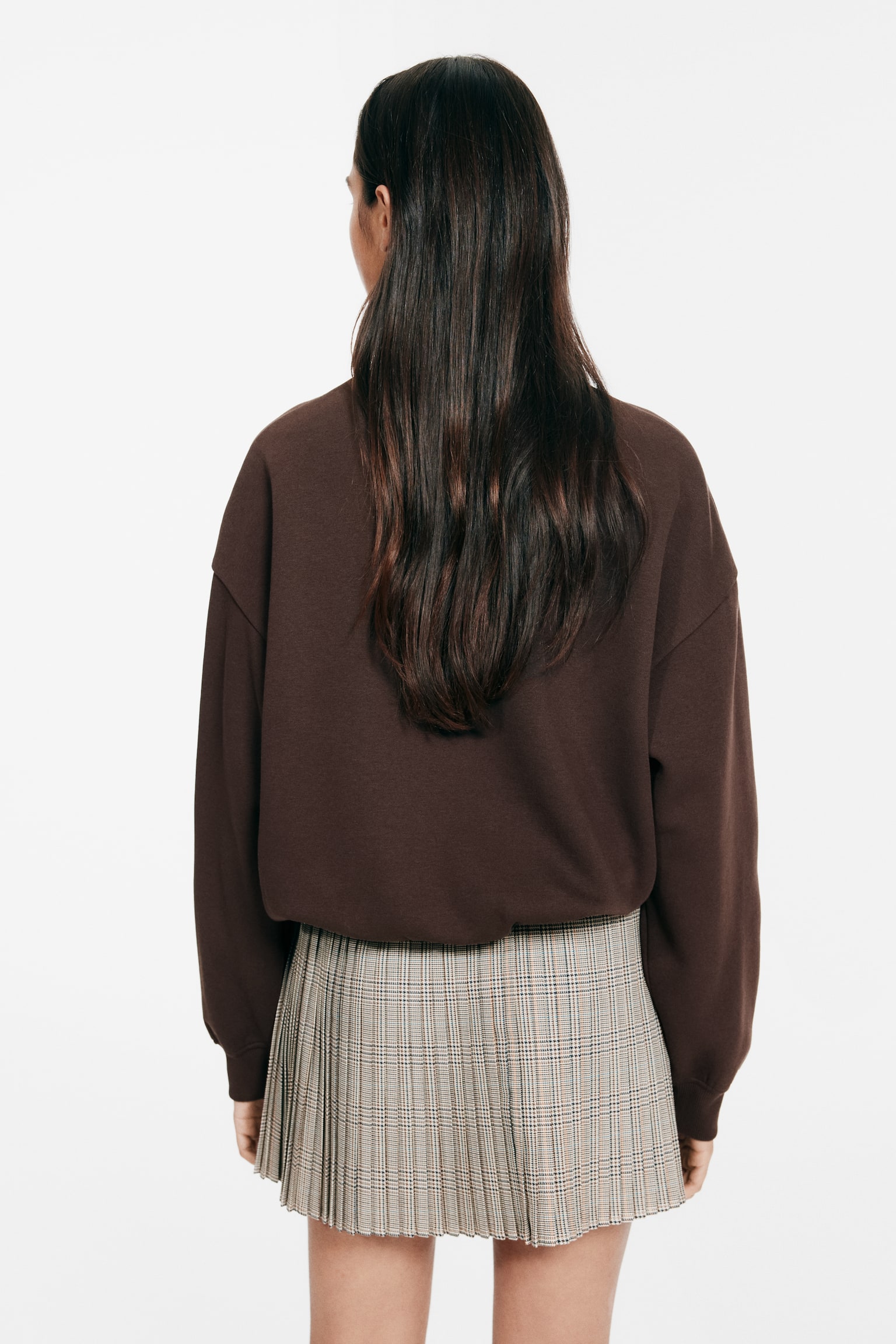 Oversized sweatshirt - Tmavohnedá/Svetlosivá melírovaná - 5