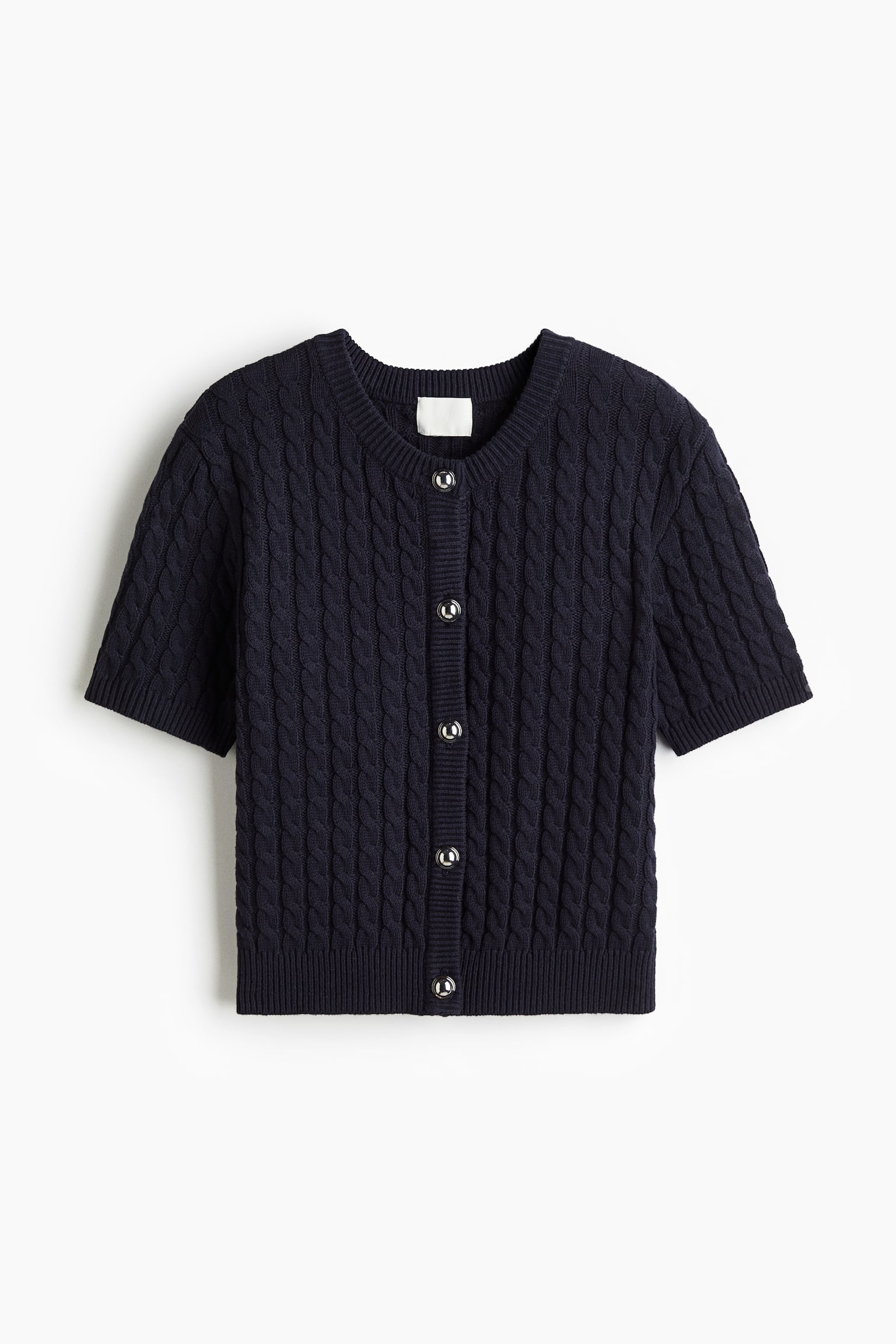 Женский кардиган H&M Cable-Knit, цвет: Тёмно-синий — фото 1