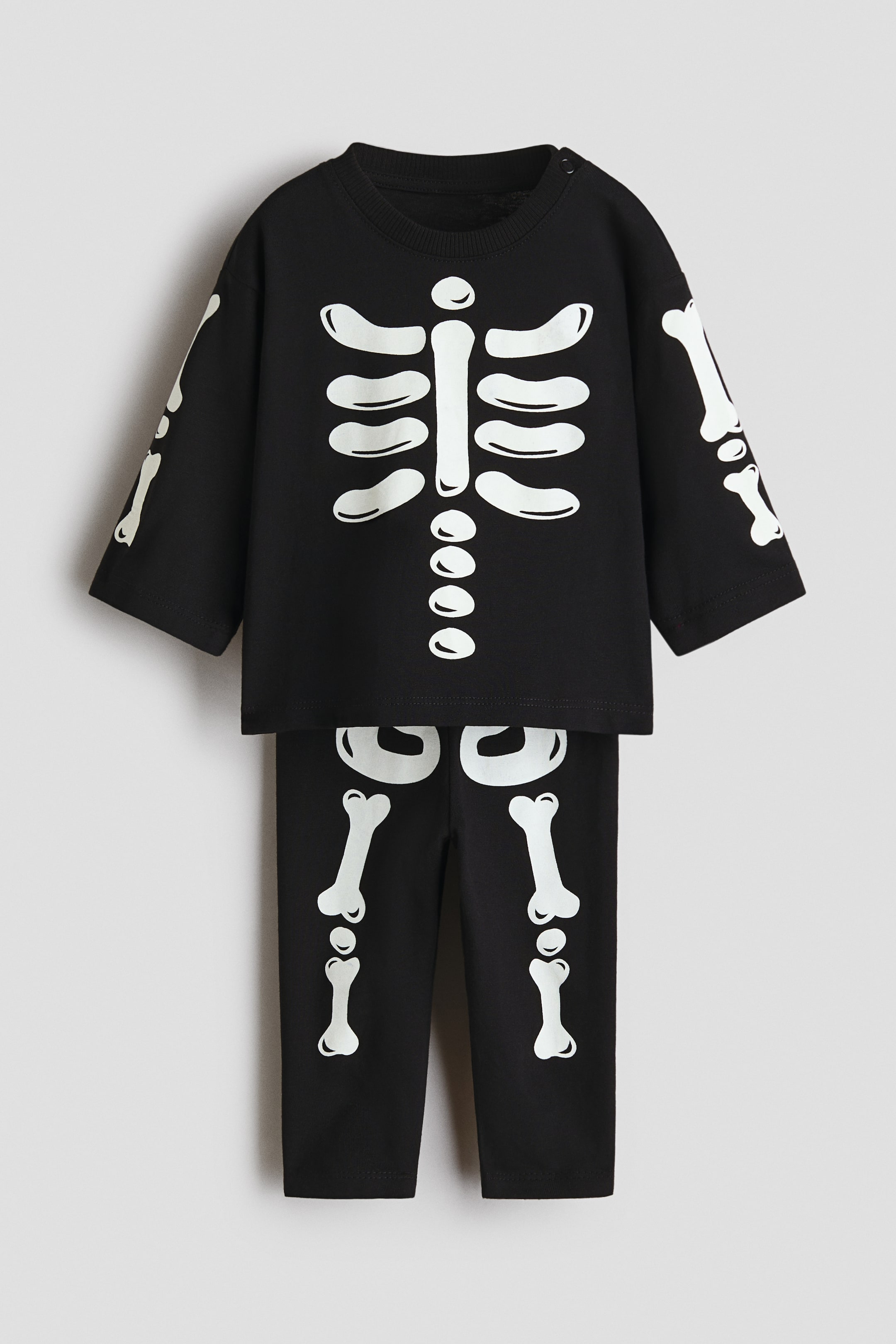 View larger image: 2-piece printed cotton set - Black/Skeleton - Kids | H&M 1