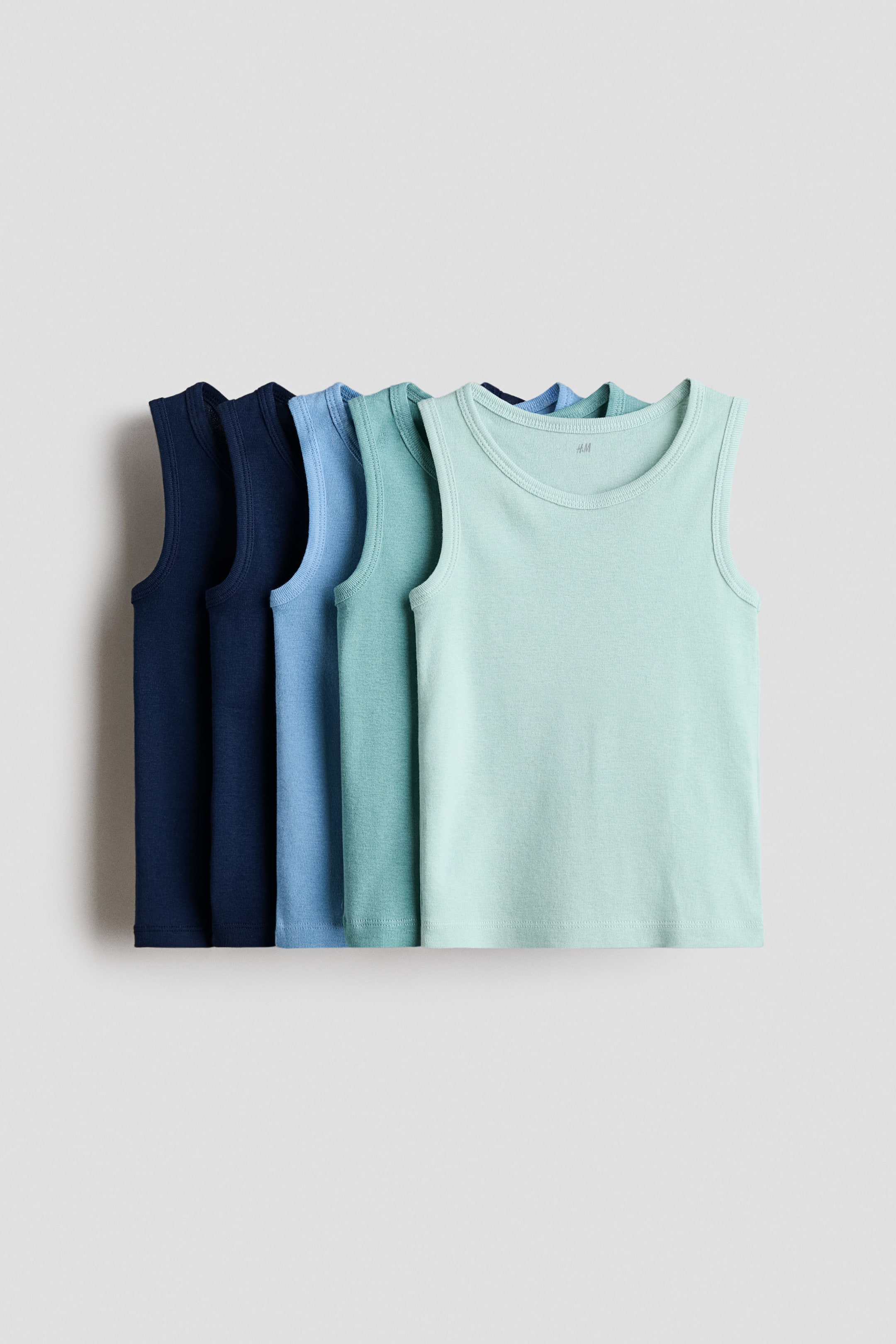 Ver imagen más grande: Pack de 5 camisetas sin mangas en algodón - Verde menta/Azul - NIÑOS | H&M ES 1
