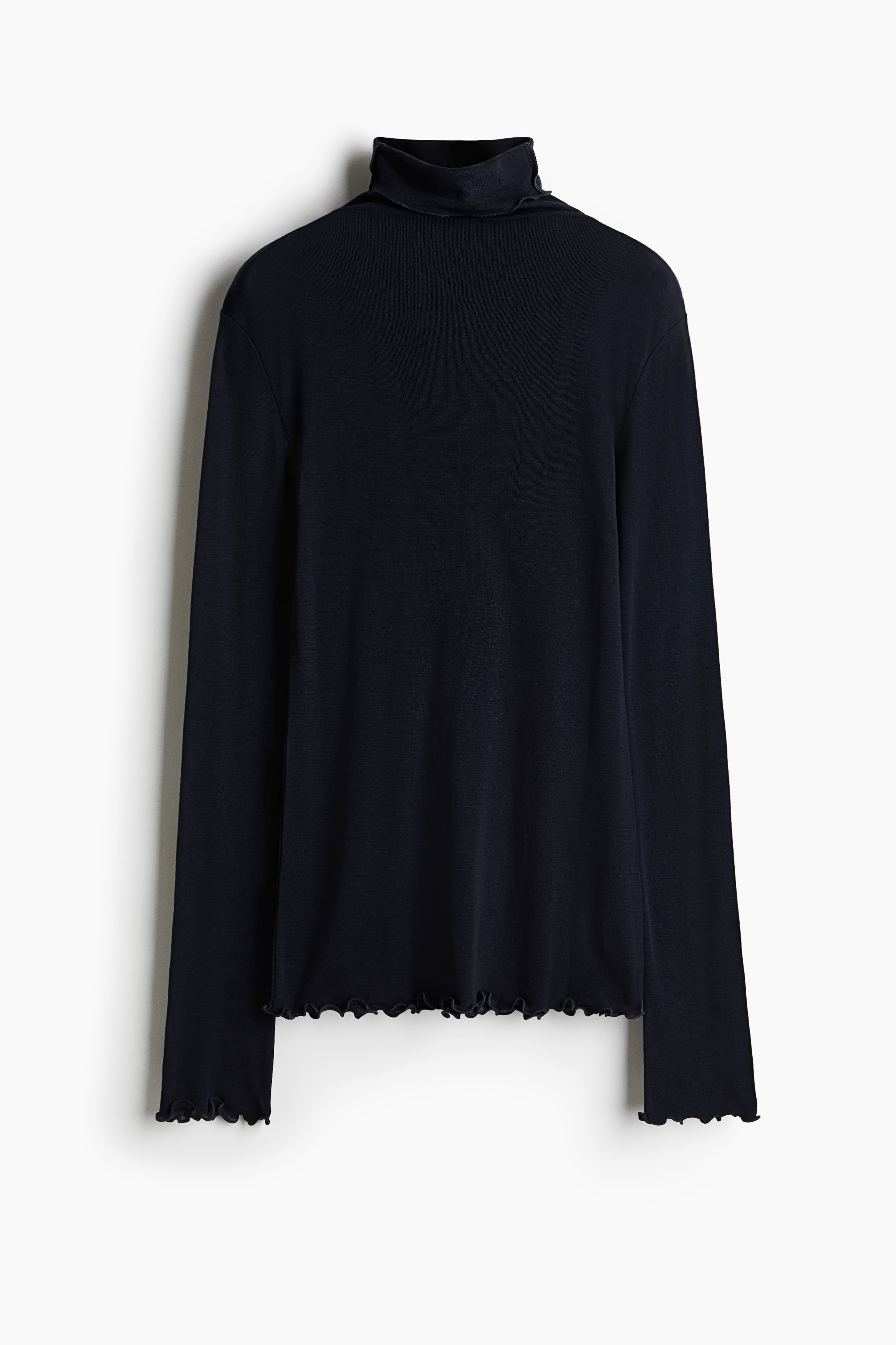 Wool Mock Turtleneck Top - Navy blue - Ladies | H&M US