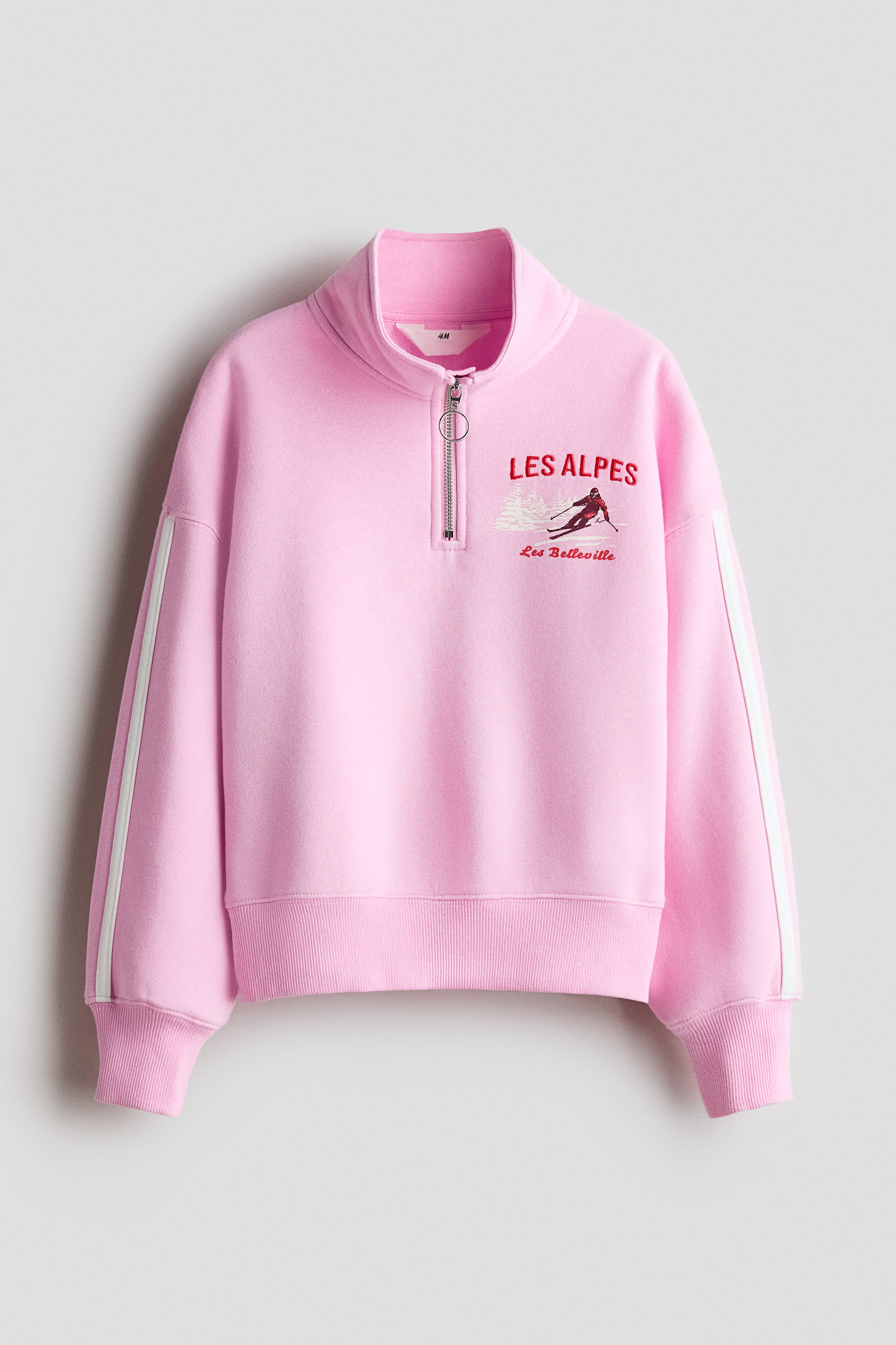 Half-Zip Sweatshirt with Motif - Pink/Les Alpes - Kids | H&M US