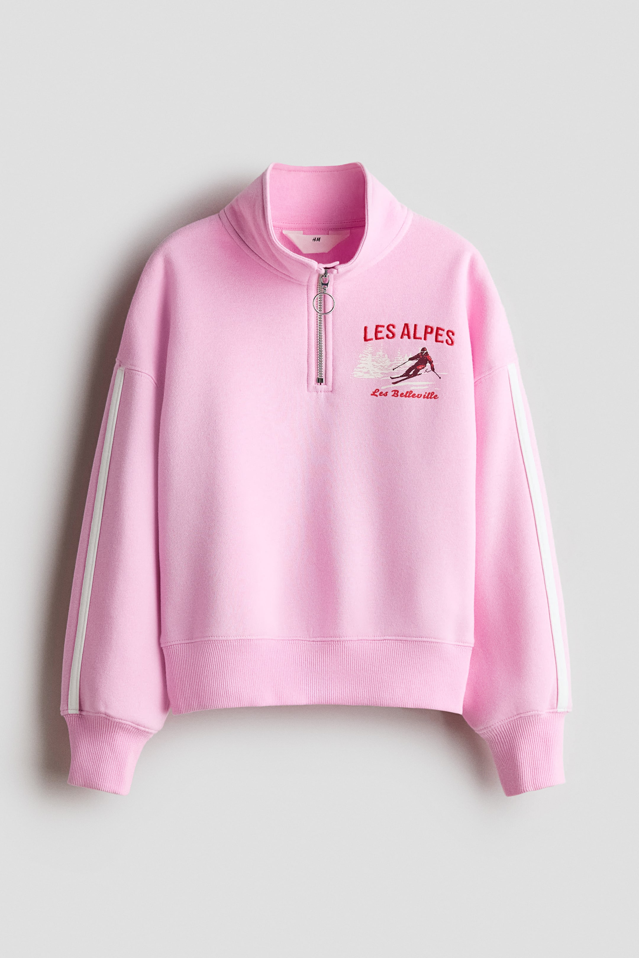 View larger image: Half-Zip Sweatshirt with Motif - Pink/Les Alpes - Kids | H&M US 1