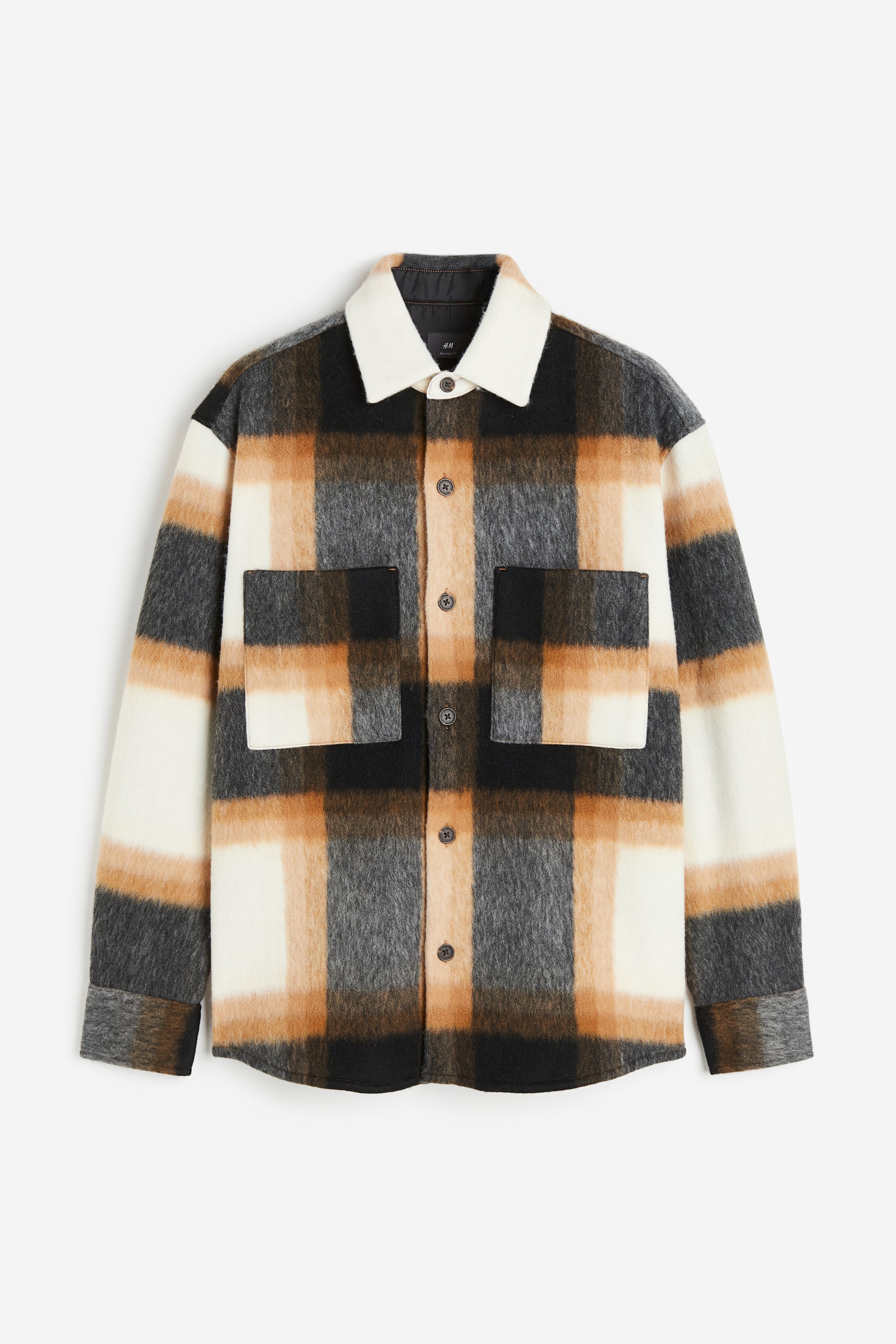 이미지 확대 보기: 루즈핏 오버셔츠 - 오렌지/체크 - Men | H&M KR 1