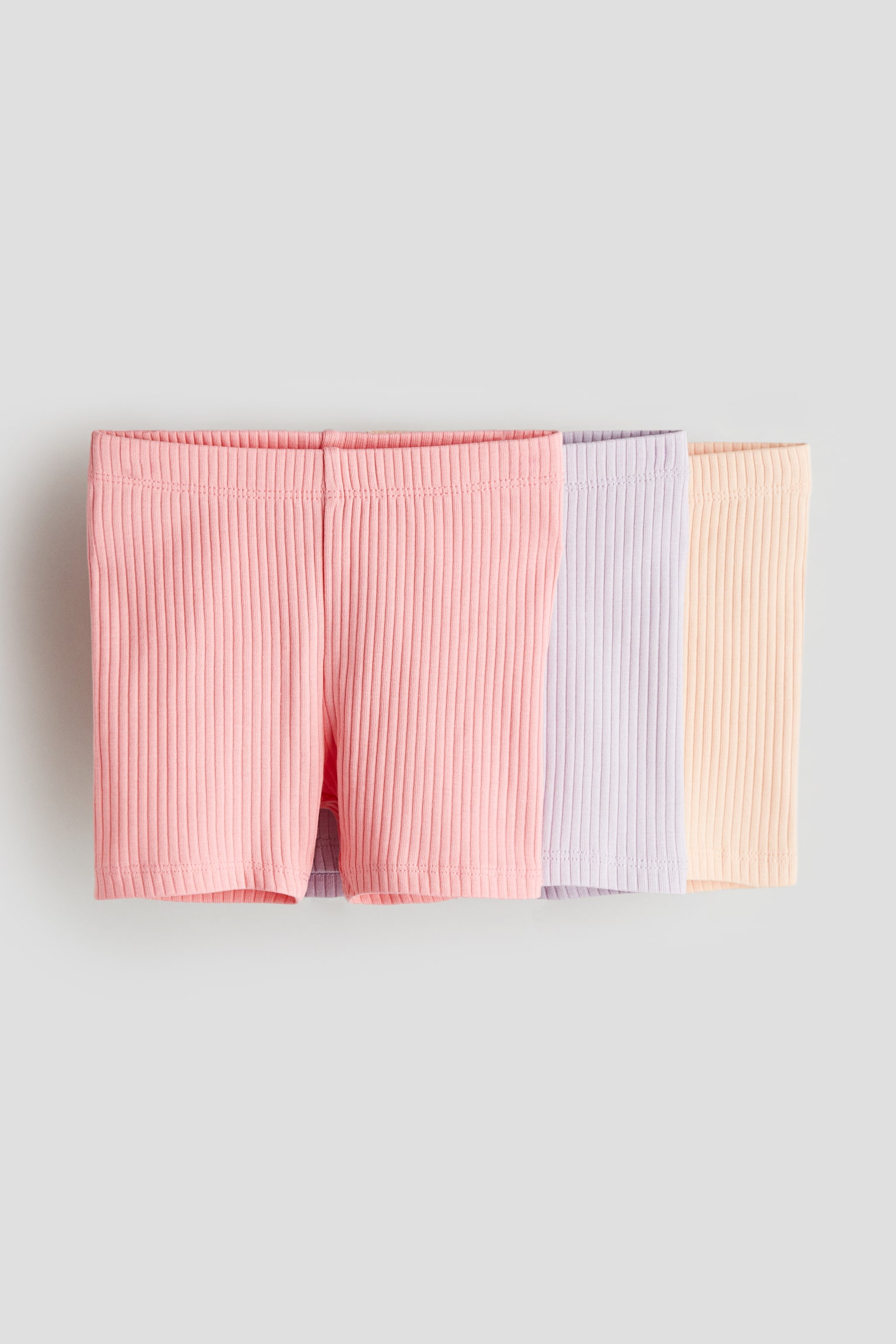 3-pack ribbed cycling shorts - Peach/Pink/Light beige/Dark grey/Light pink/Dark blue - 1