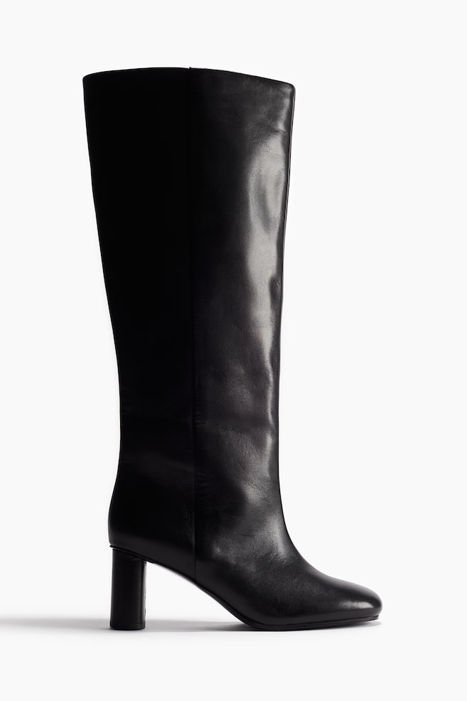 Bottes en cuir de hauteur genou - Noir - 1