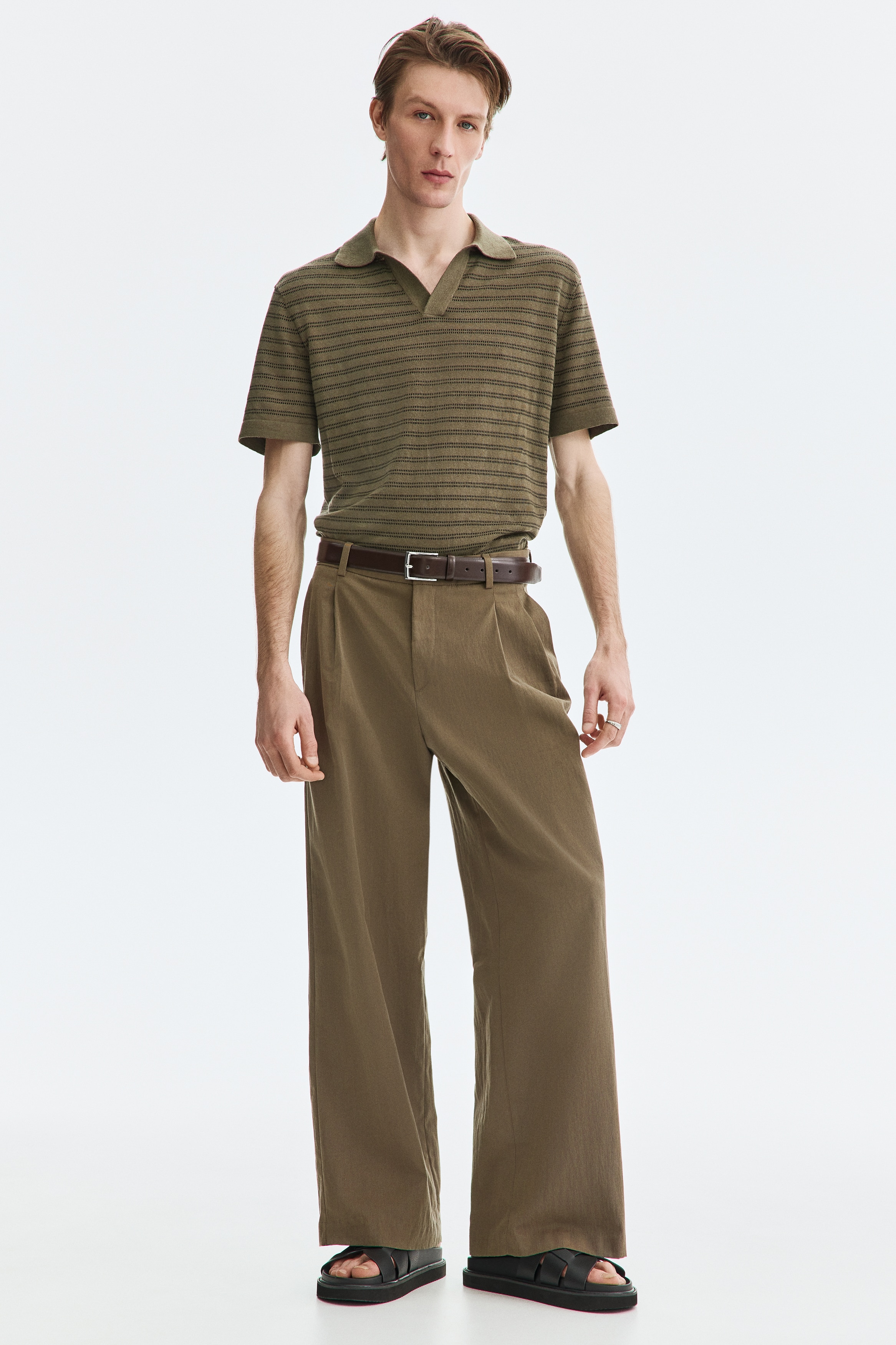 Pantaloni ampi Loose Fit - Beige scuro/Crema