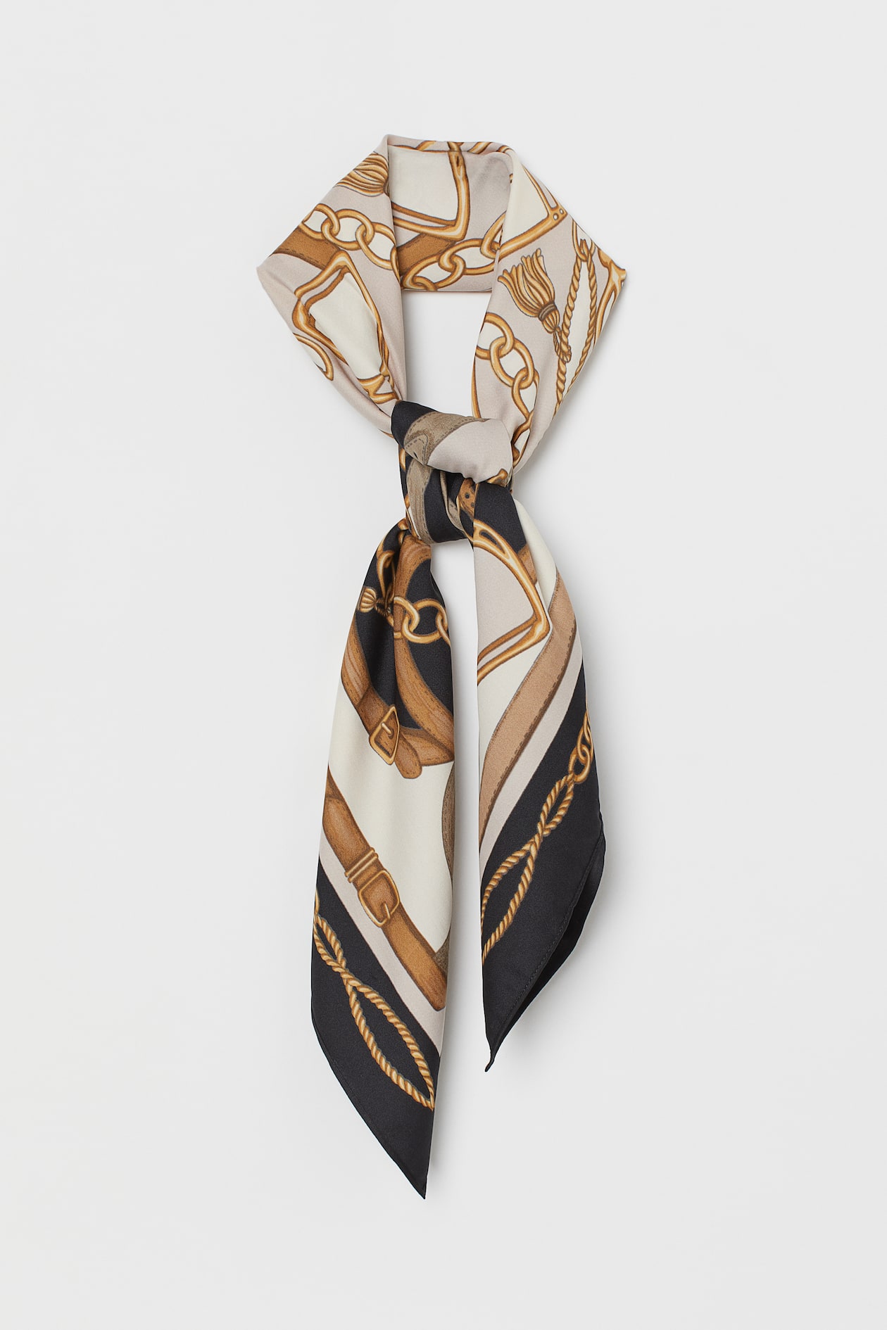 Patterned satin scarf Black/Patterned Ladies H&M HK