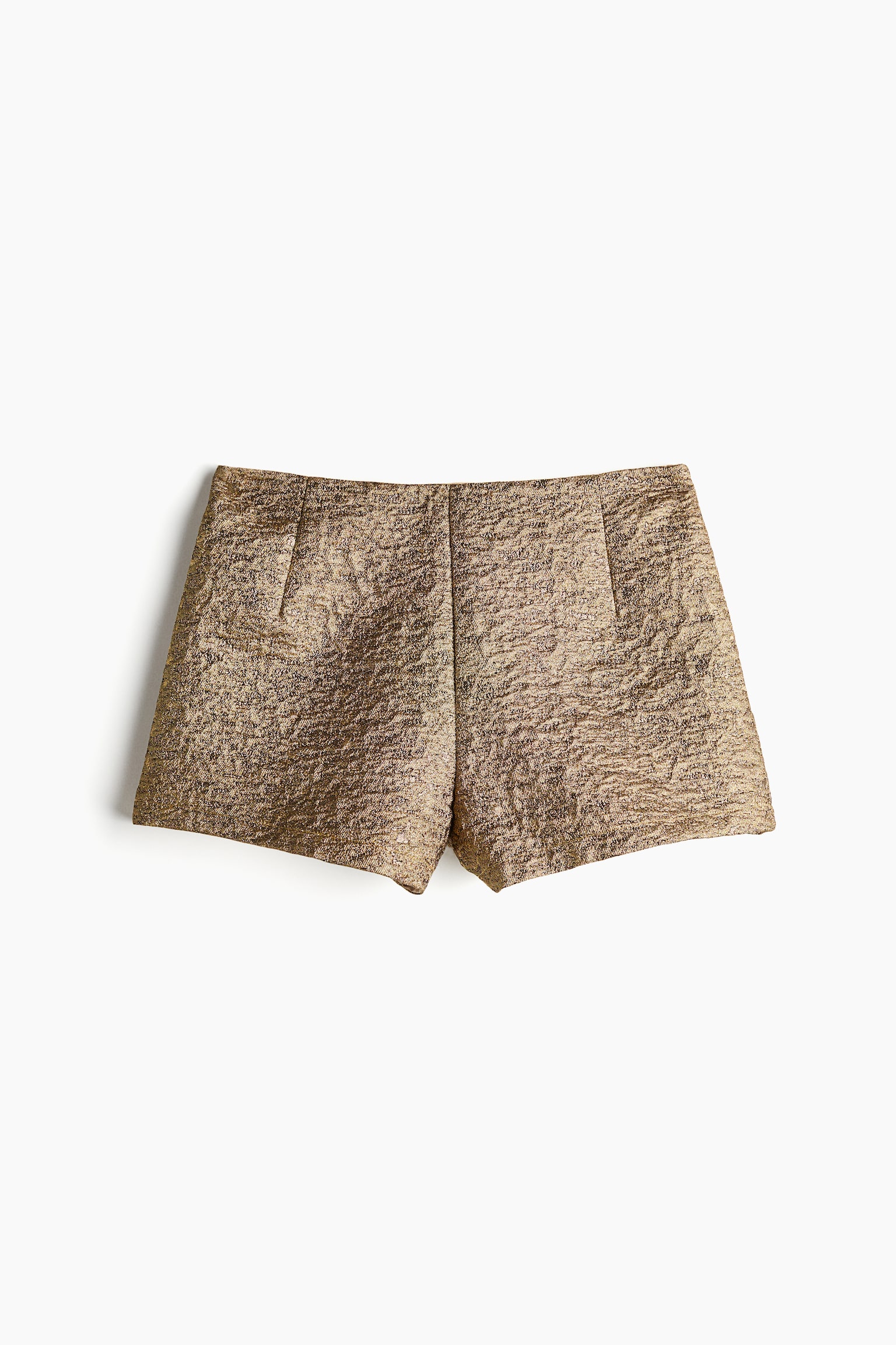 Skimrande jacquardvävda minishorts - Guld - 2