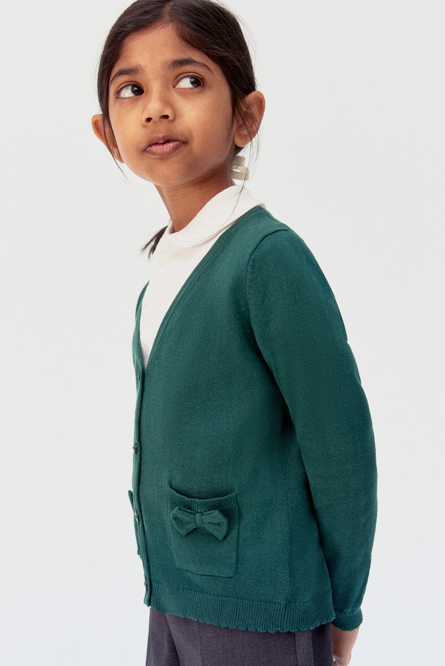 Cotton School Cardigan - Dark green/Dark grey/Bright red/Navy blue - 2