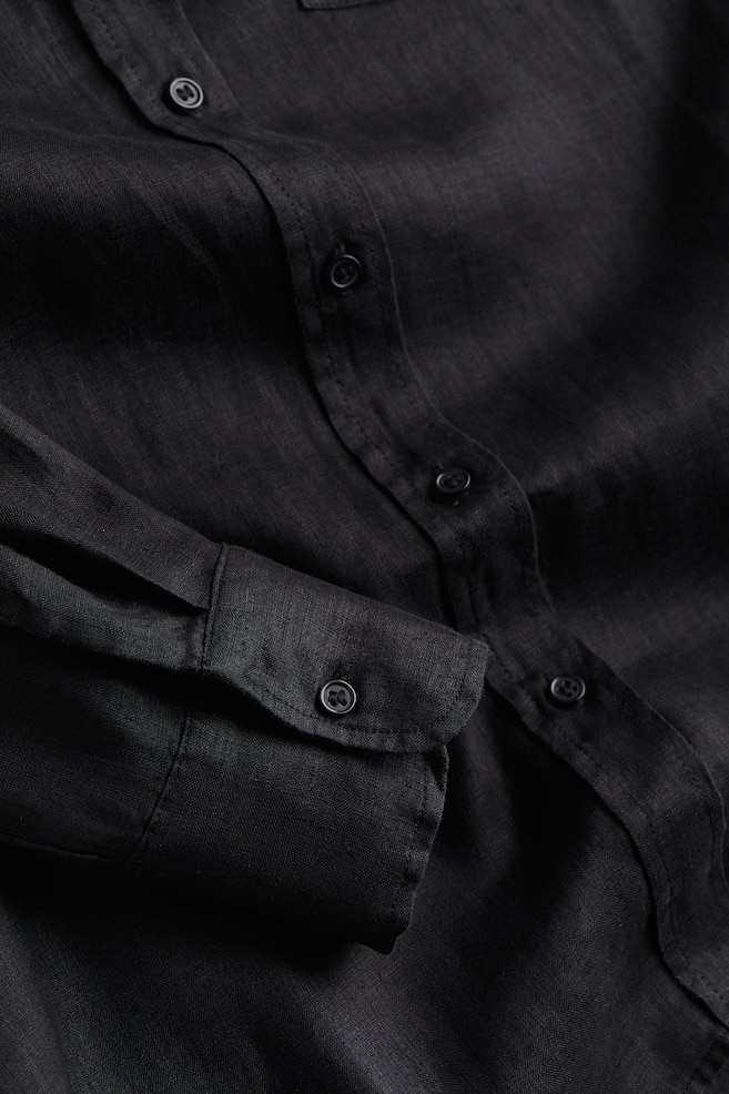 Camicia in lino - Nero/Bianco/Blu/bianco righe/Beige chiaro/dc - 4