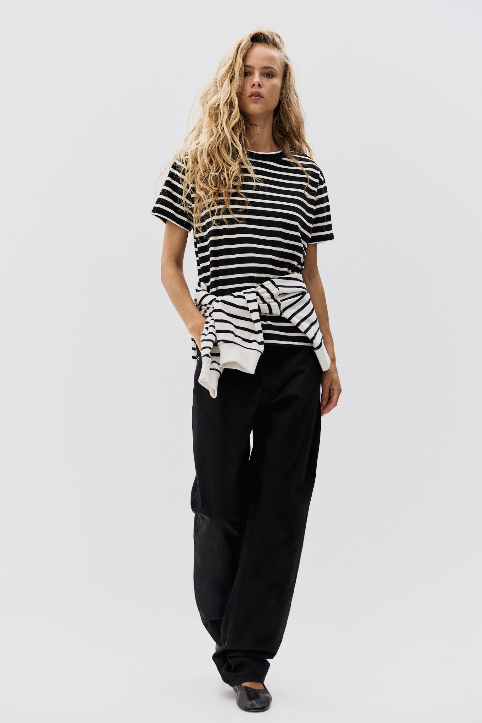 Áo thun cotton - Màu đen/Kẻ trắng/Màu đen/Màu trắng/Màu be xám - 5