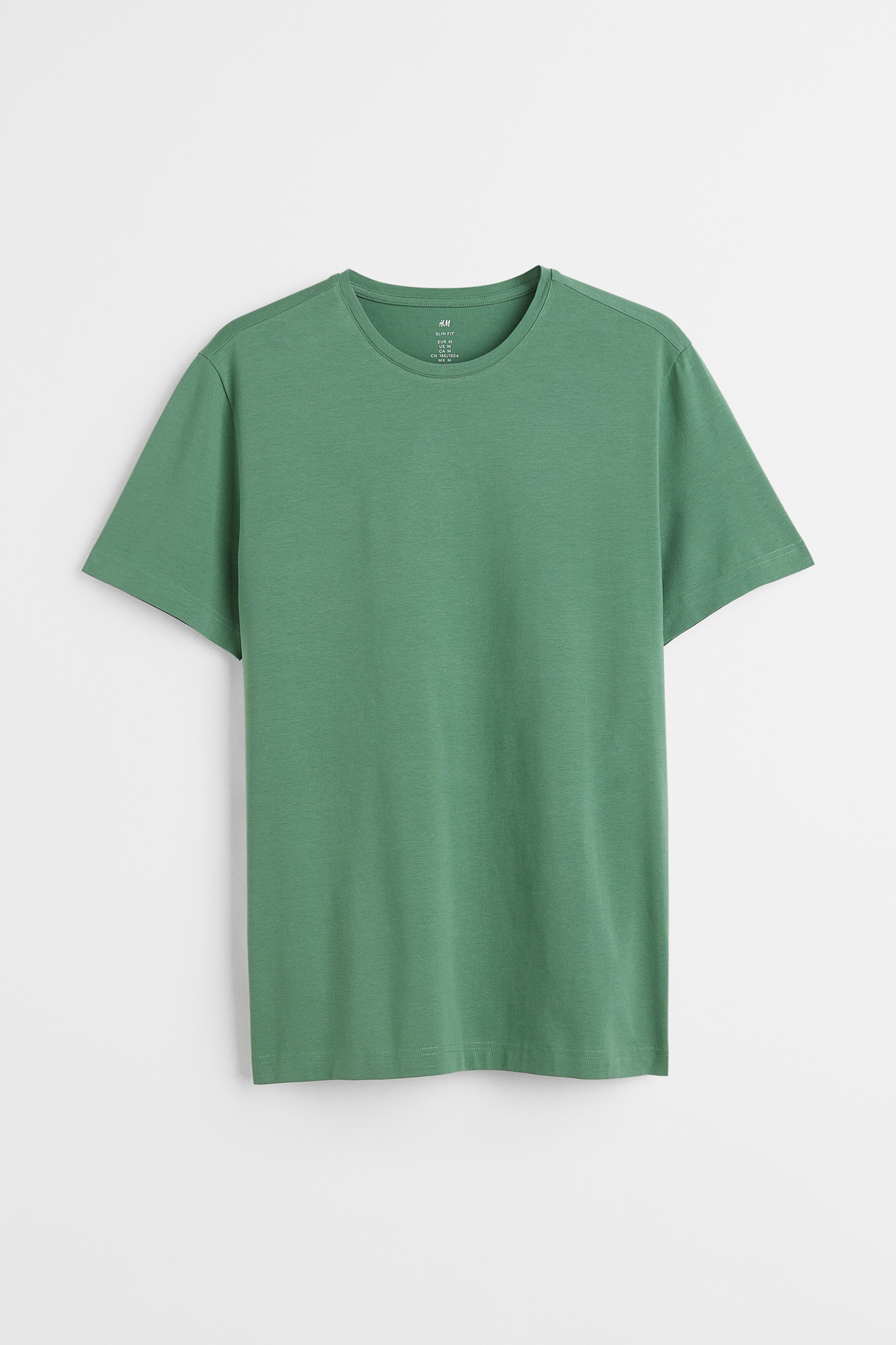 Slim Fit T-shirt - Round Neck - Short sleeve - Gray - Men | H&M US 