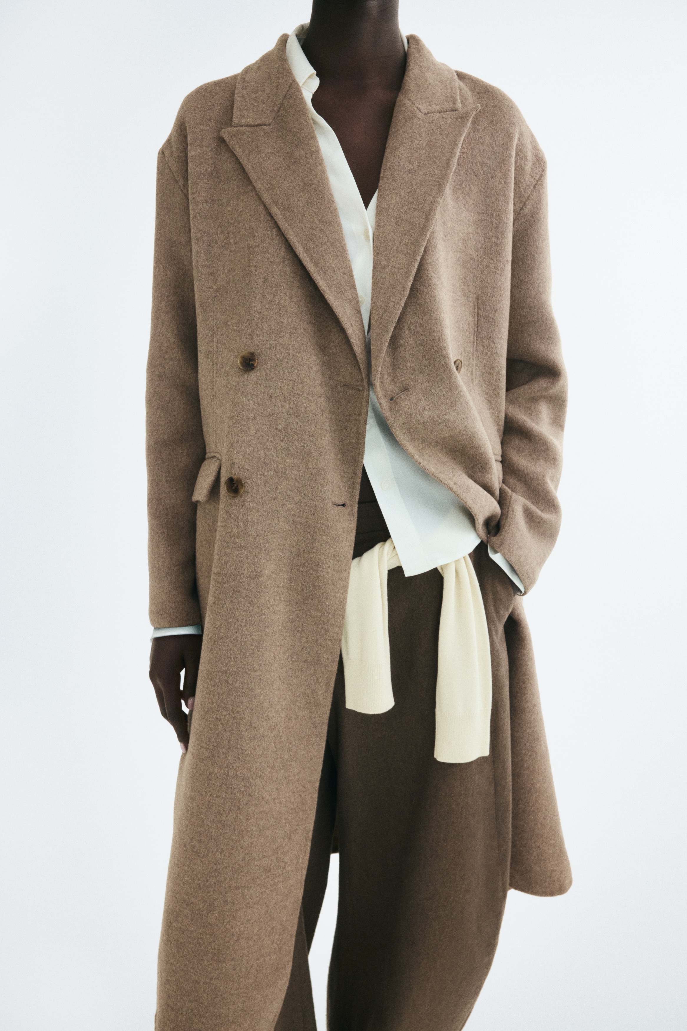 ハンドメイドダブルブレストコート - ベージュ - レディース | H&M JP