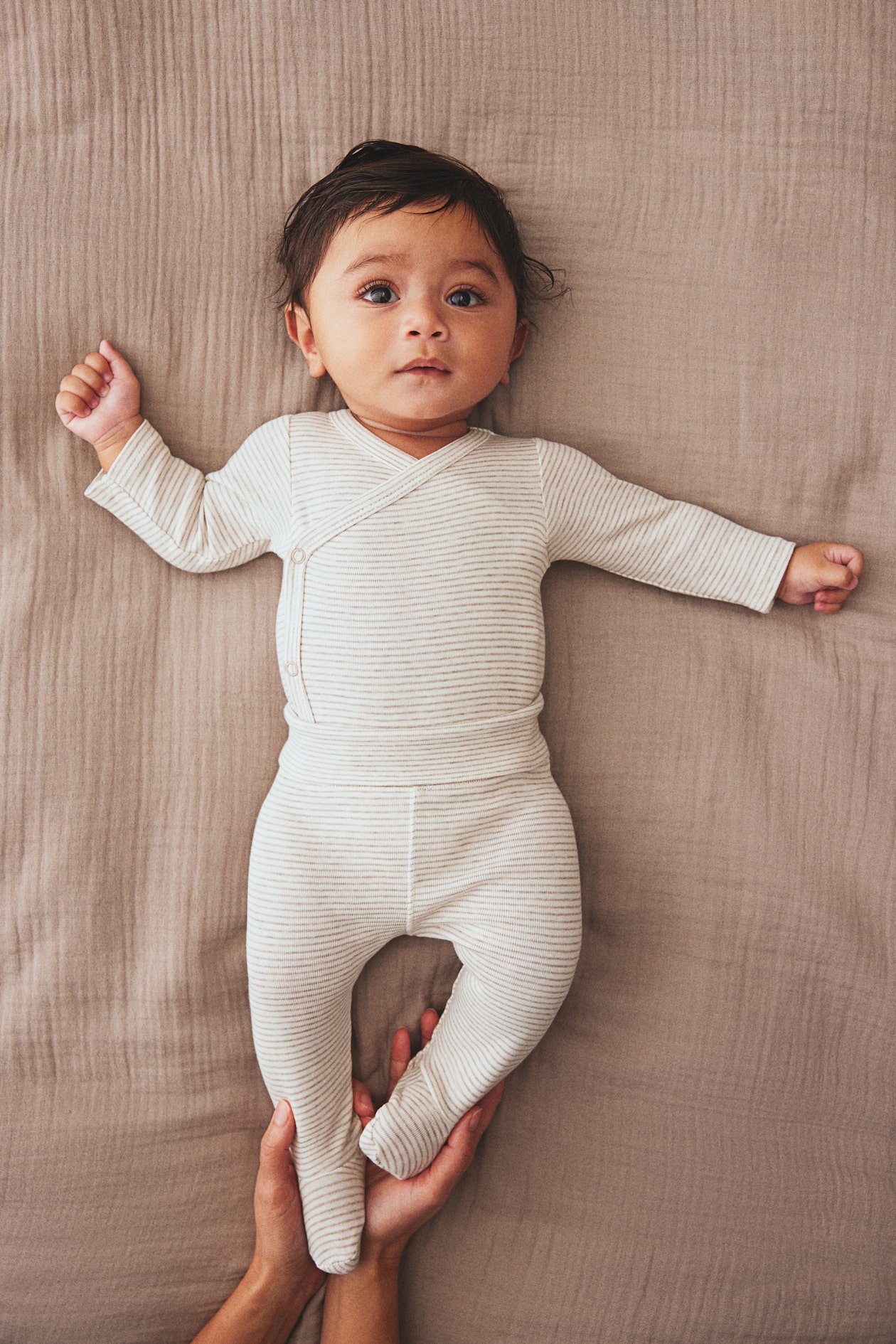 Pack de polainas con cintura plegable Beige claro/Rayas NIÑOS H&M ES