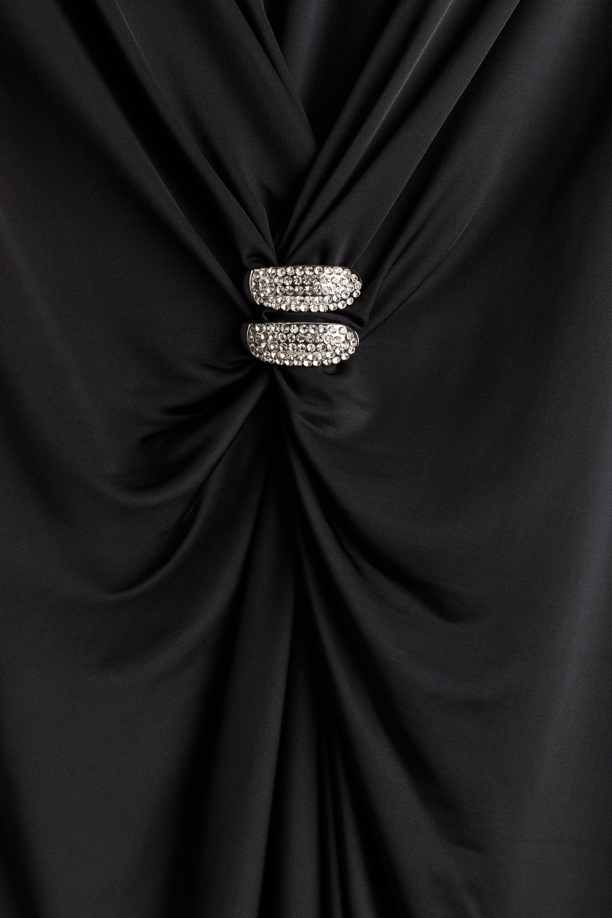 Draped shoulder-pad dress