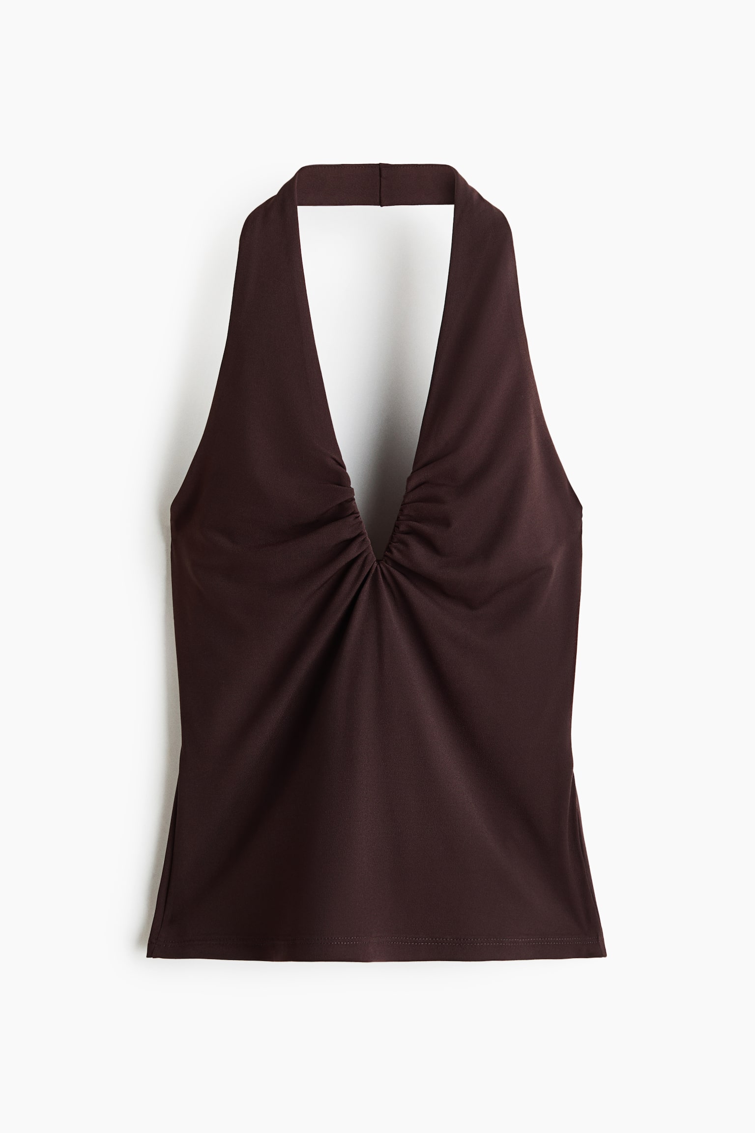 V-Neck Halterneck Top - Dark brown - 1