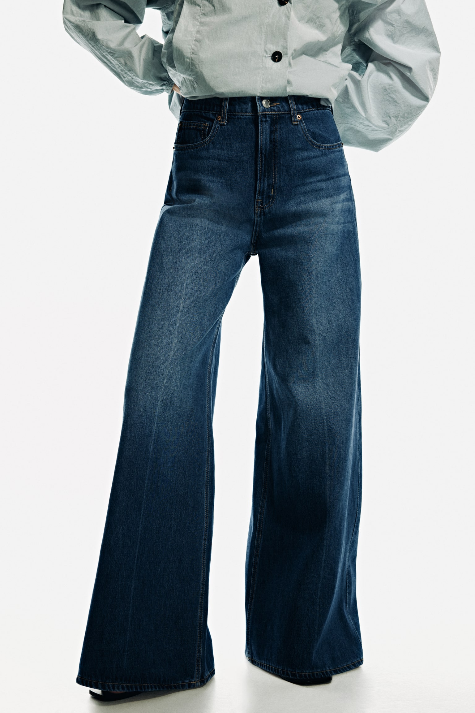 Super Wide High Waist Jeans - Azul denim/Negro lavado - 7