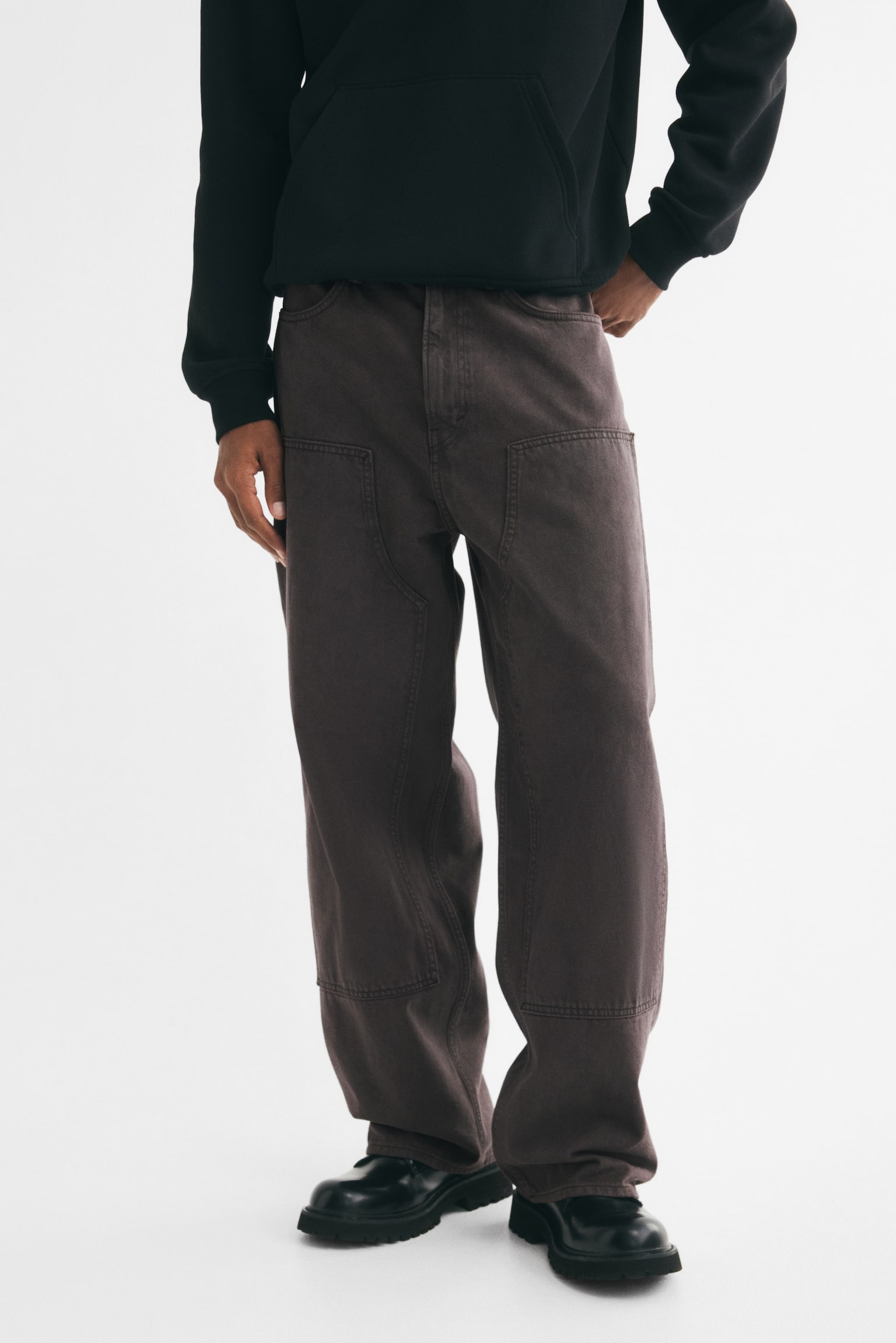 Мужские джинсы H&M Baggy Carpenter, цвет: Тёмный коричневый — фото 3