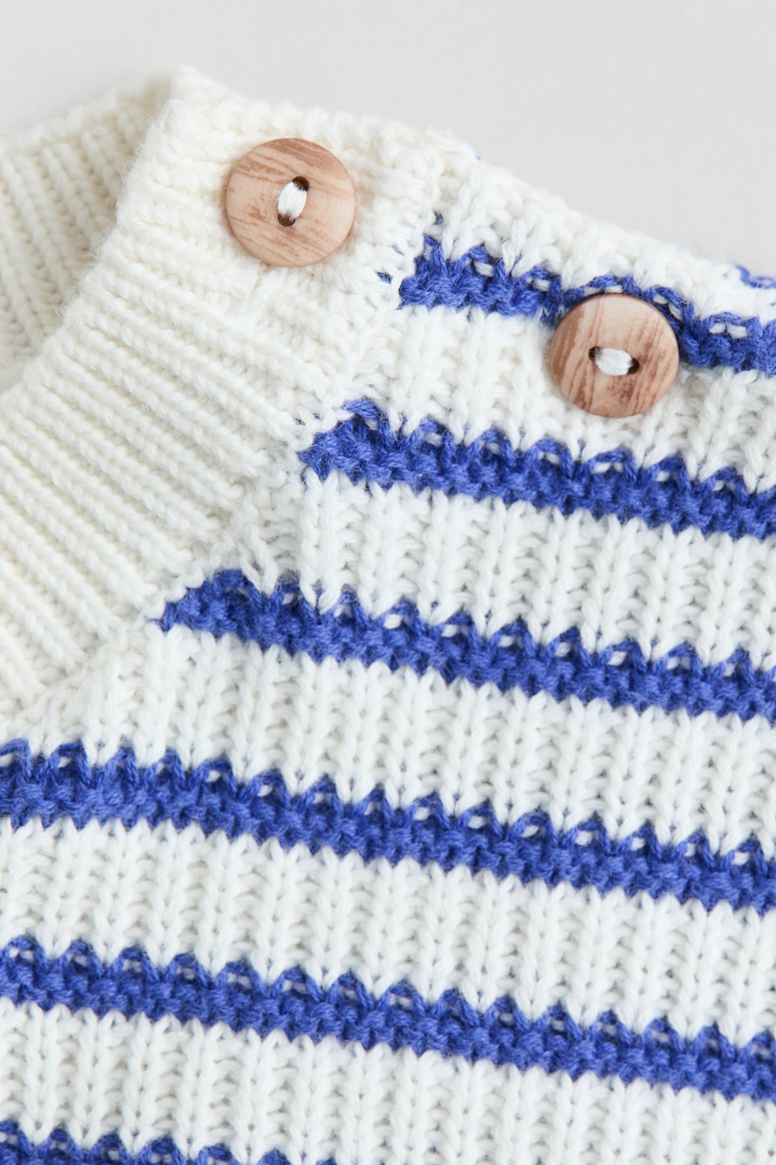 Pullover in maglia di cotone a coste - Bianco/blu righe - 4