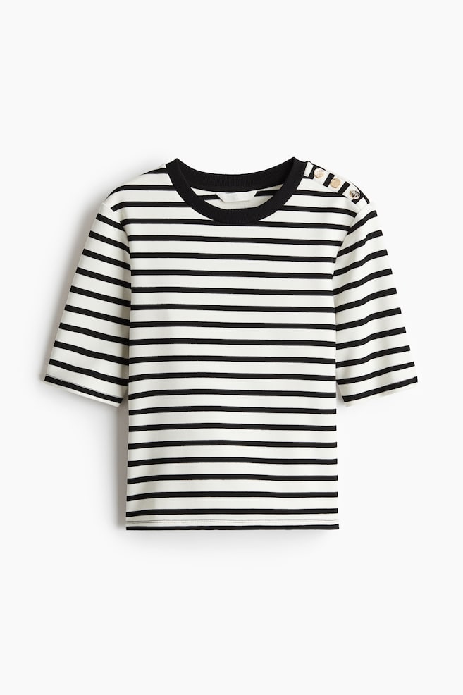Camiseta entallada - Blanco/Rayas negras - 1