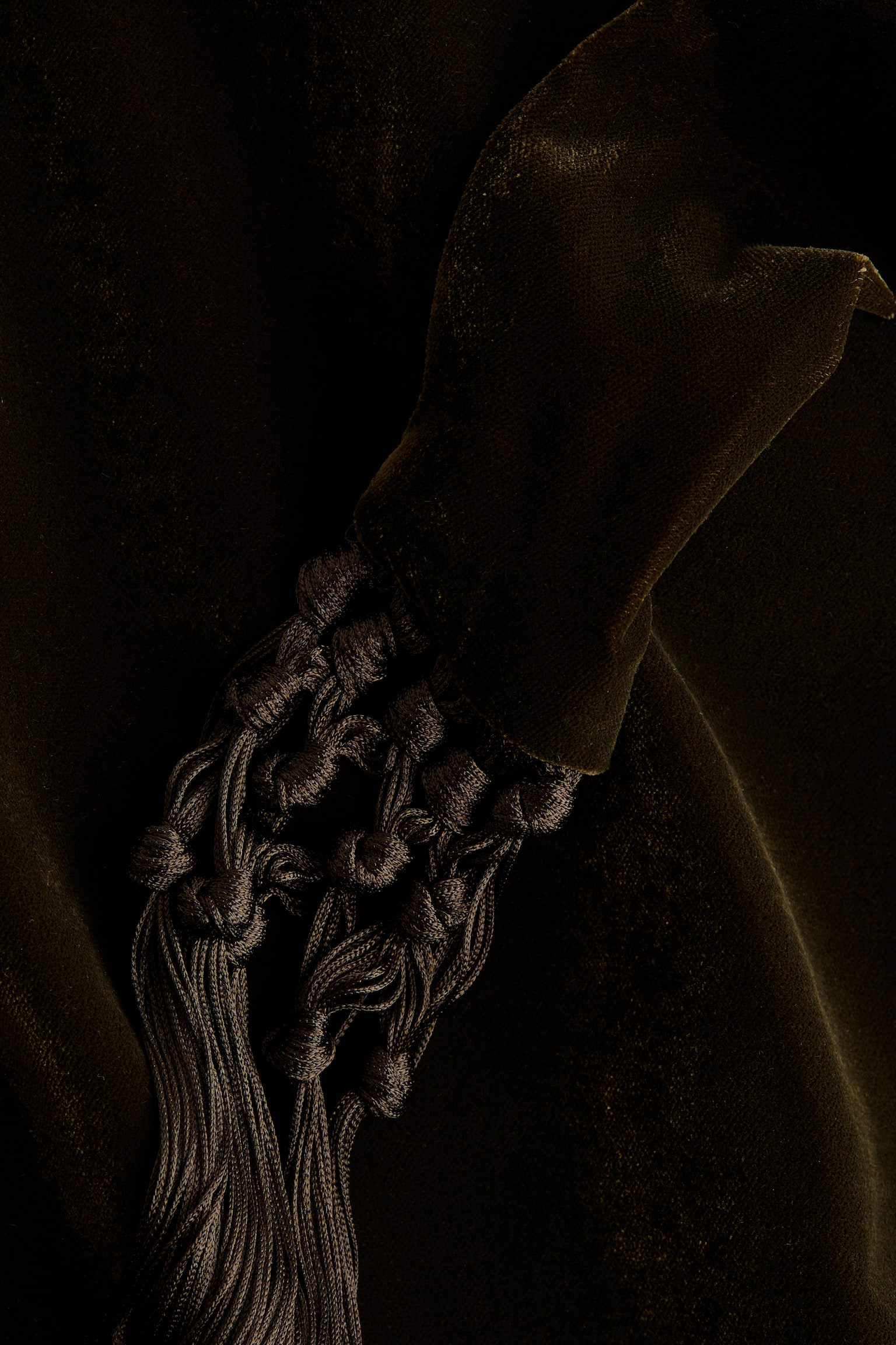 Женская куртка H&M Velvet Jacket with Belt, цвет: Тёмный хаки зелёный — фото 2