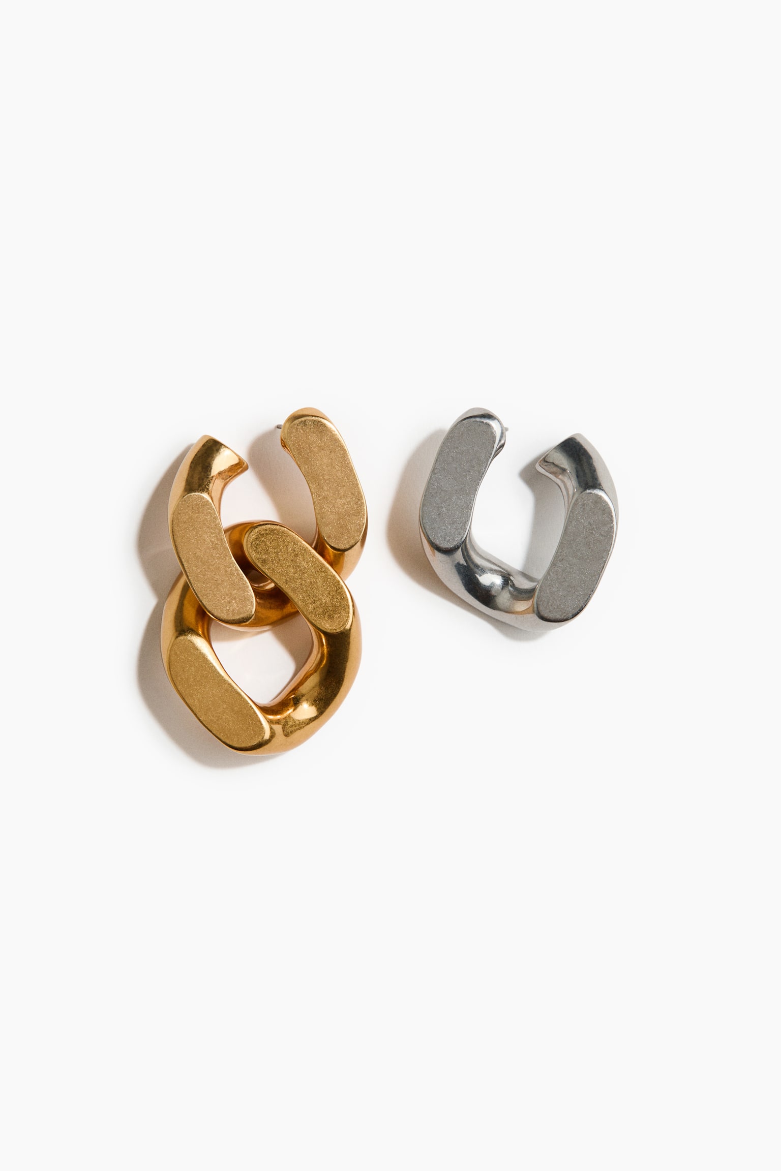 Two-tone earrings - Gold-coloured/Silver-coloured - 1