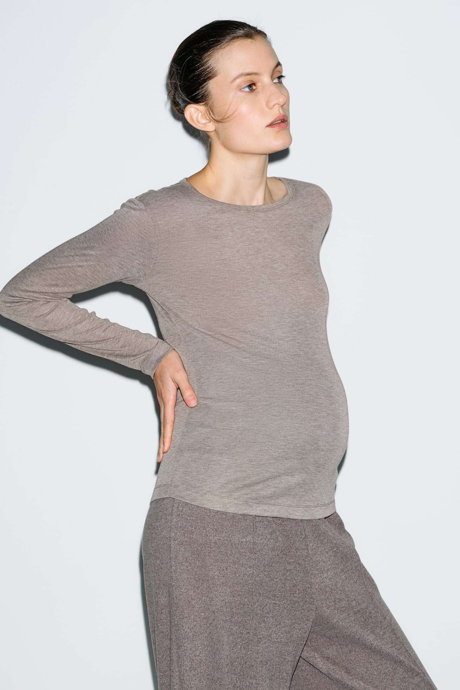 MAMA Lyocell-blend top - Mole marl/Grey marl - 3