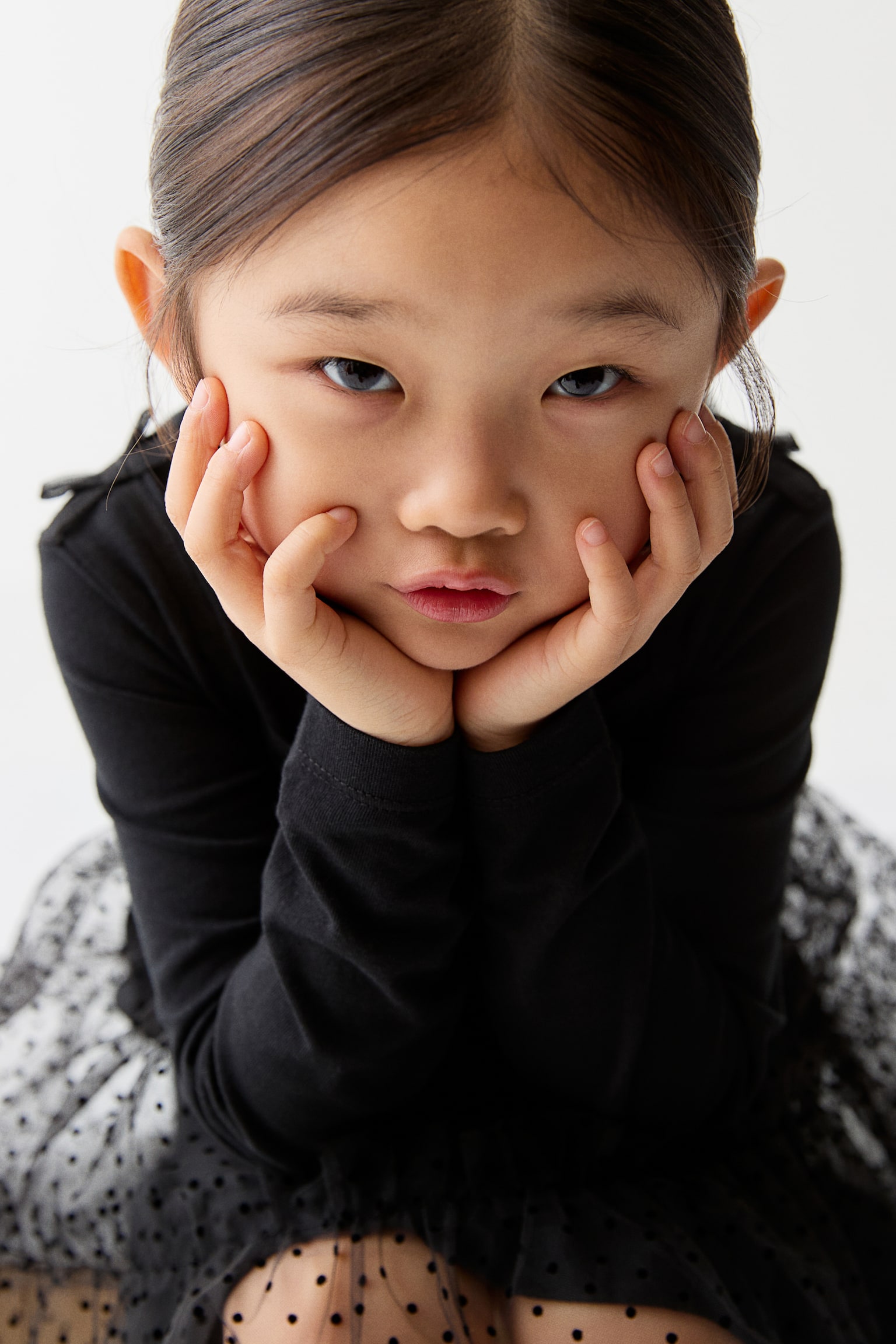 長袖チュールワンピース - ブラック/ホワイト - 3