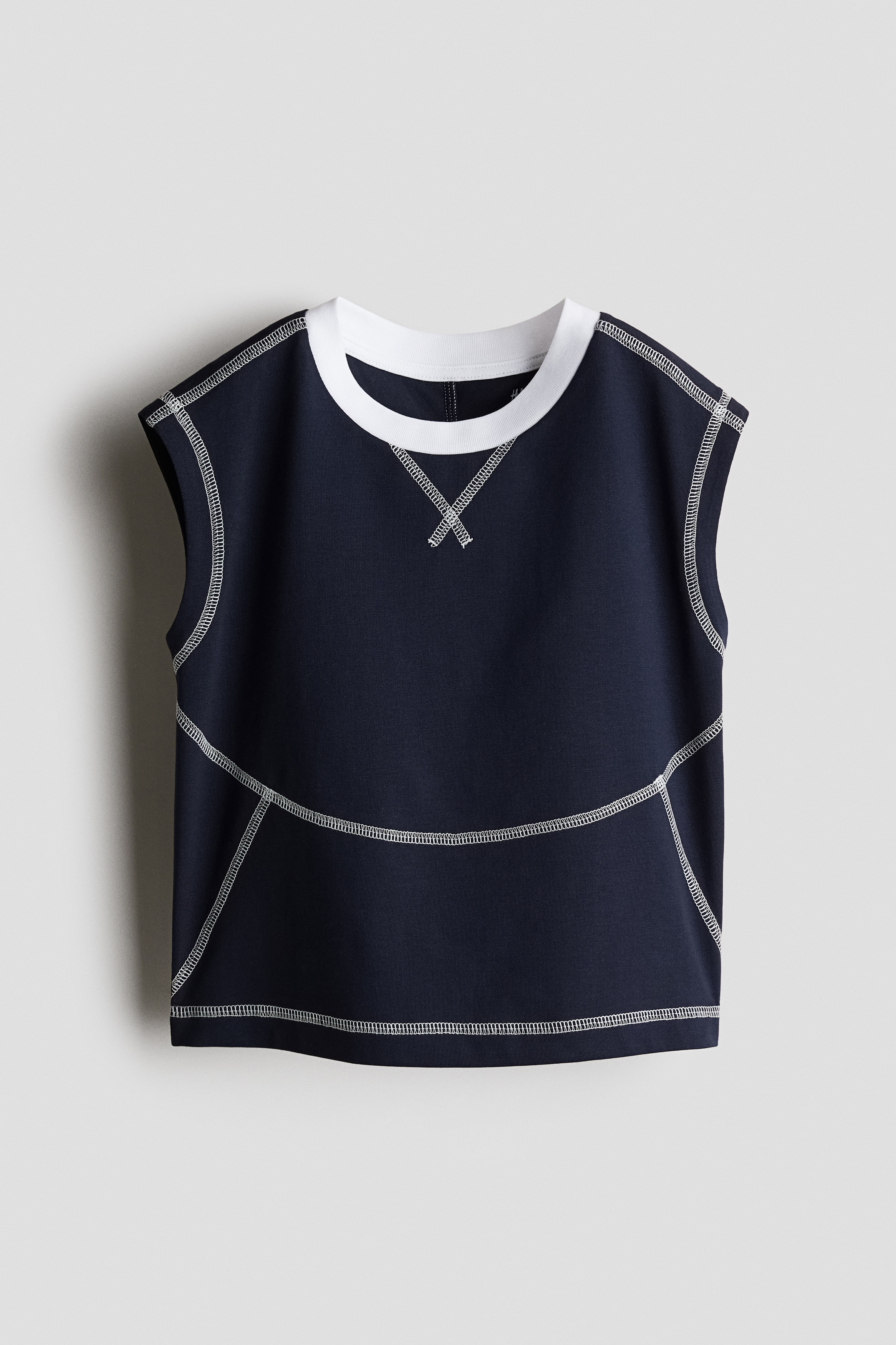 COOLMAX® Flatlock-seam vest top - Navy blue/Blue/White