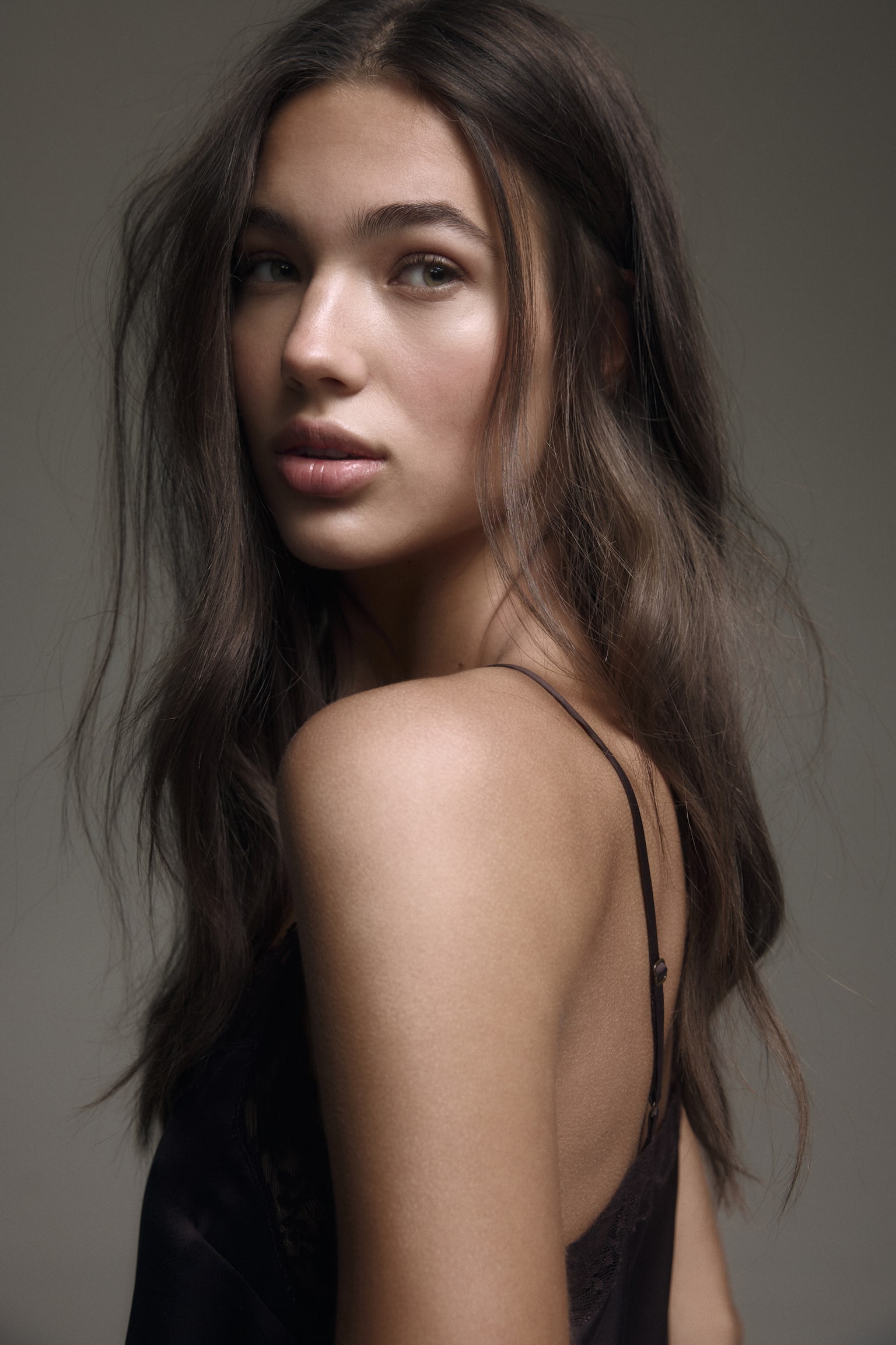 Pijama din satin - Maro-închis/Crem/buline - 3