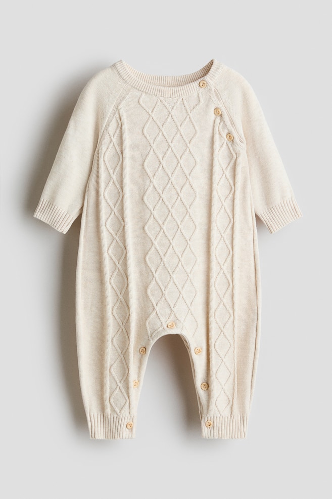 Cotton-Knit Jumpsuit - Light beige - 1