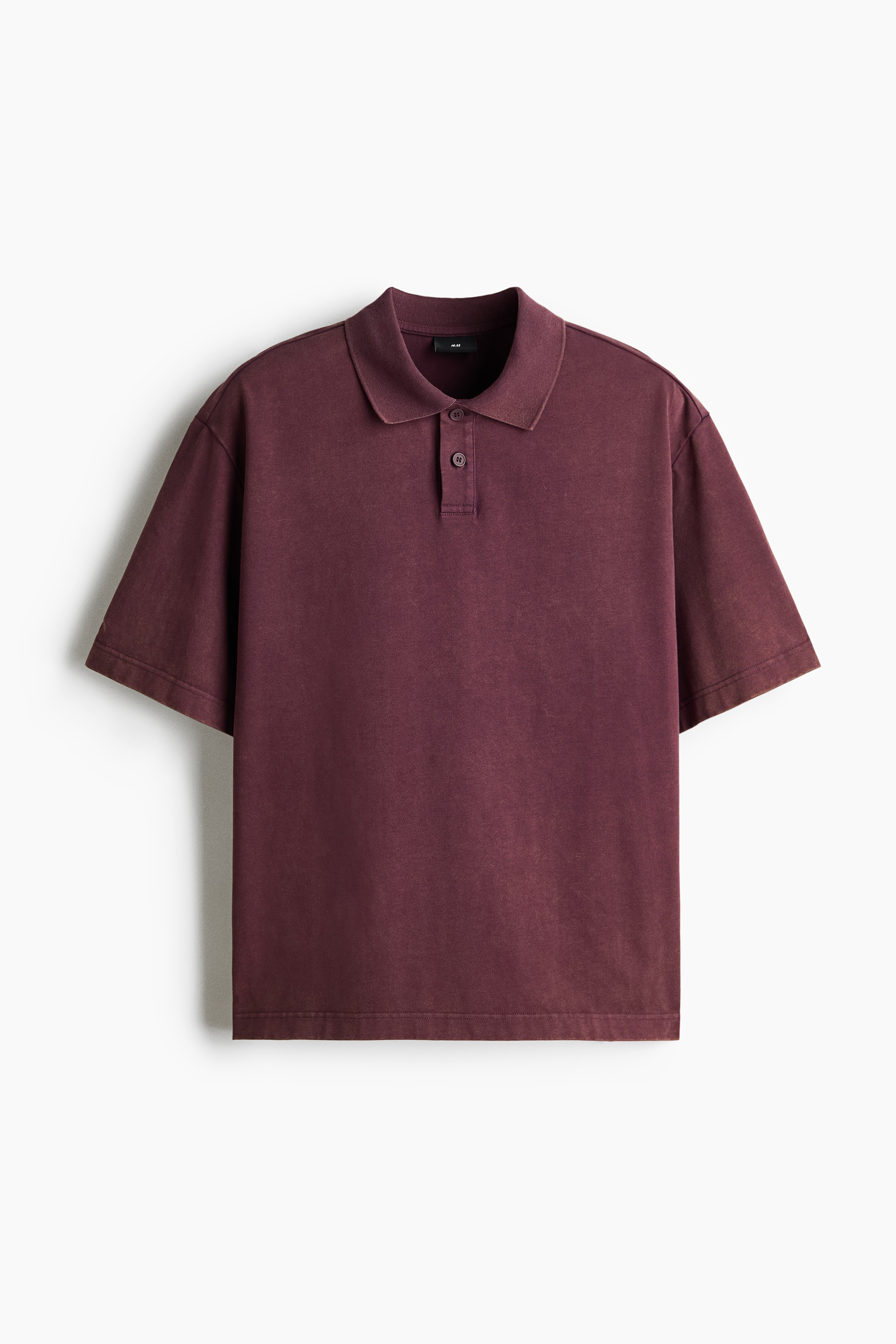 Loose Fit Cotton polo shirt - Plum purple/Black/Khaki green