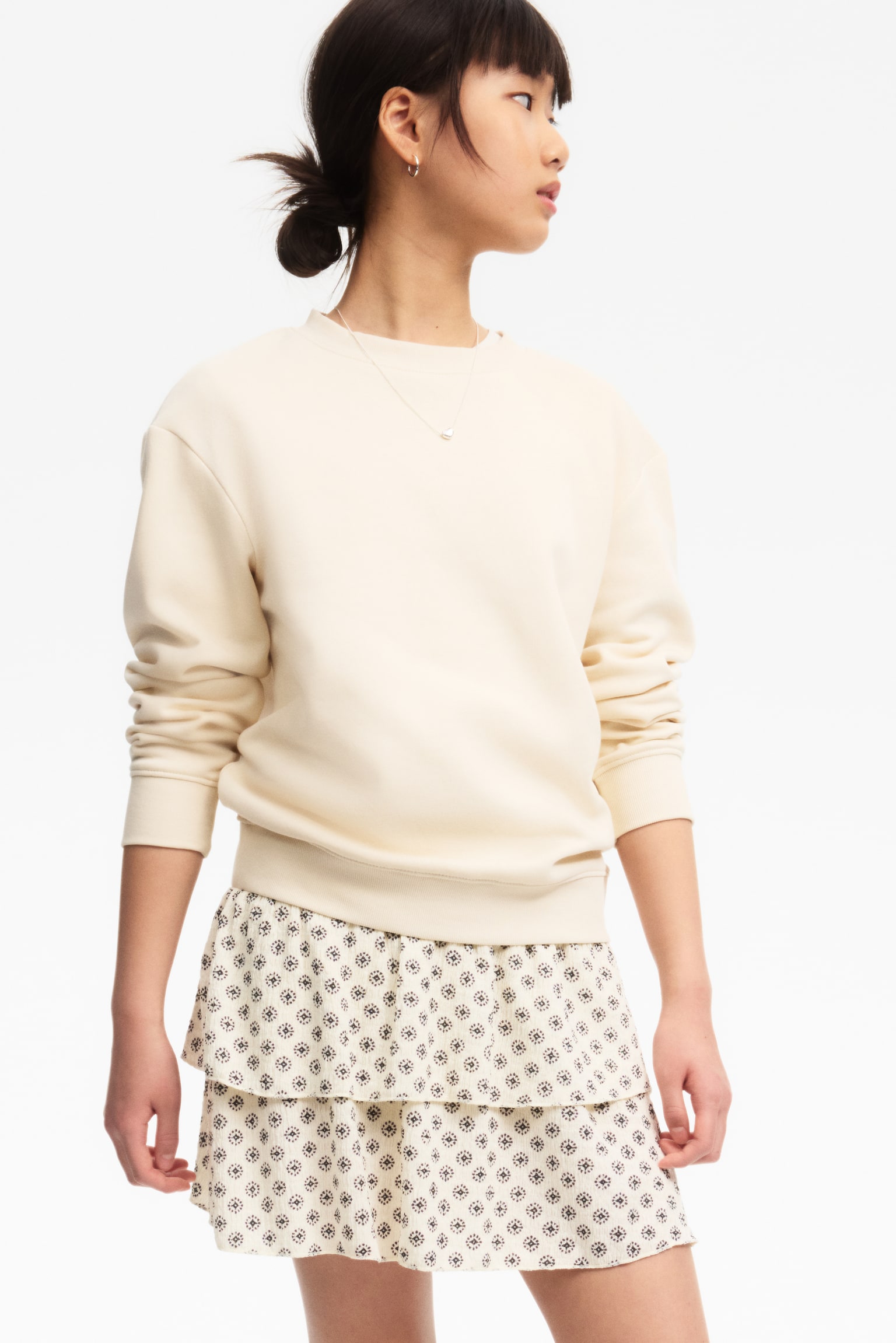 Patterned tiered skirt - Light beige/Patterned - 4